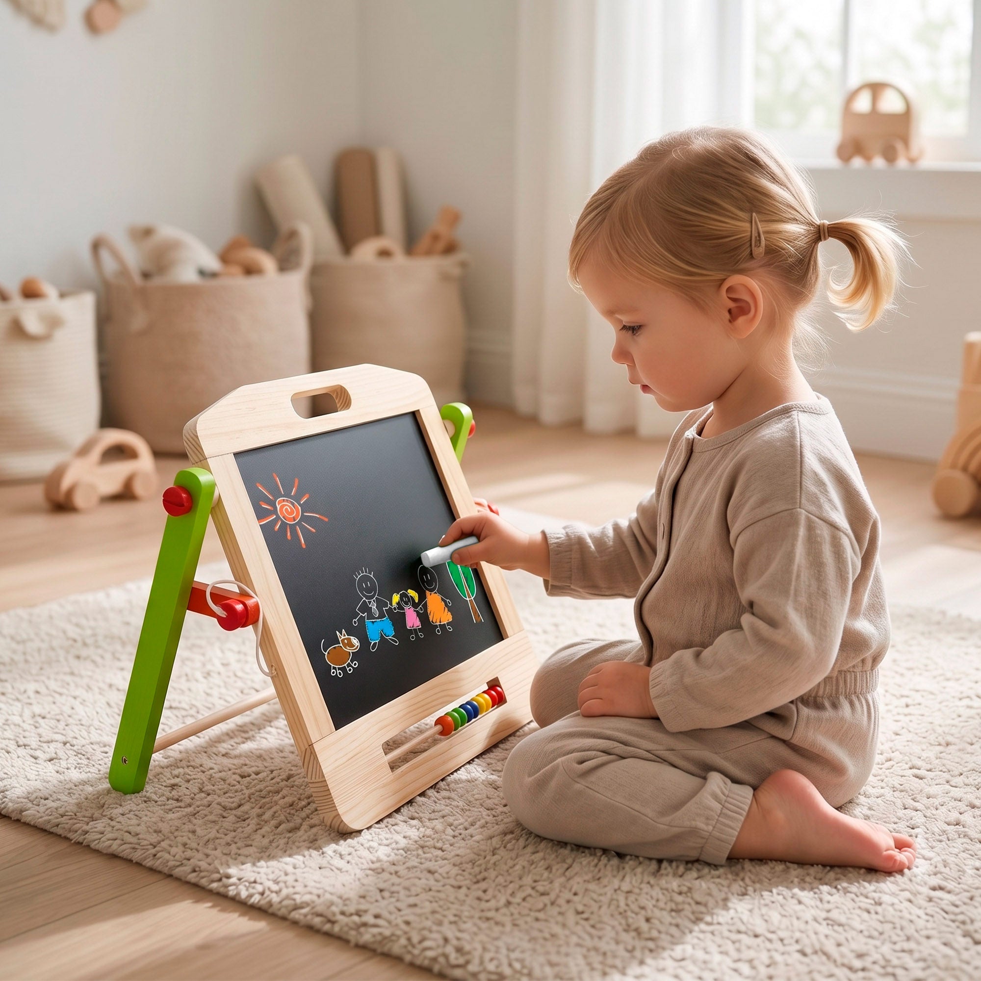 WOOMAX Quadro de ardósia 2 em 1 com acessórios + 3 anos