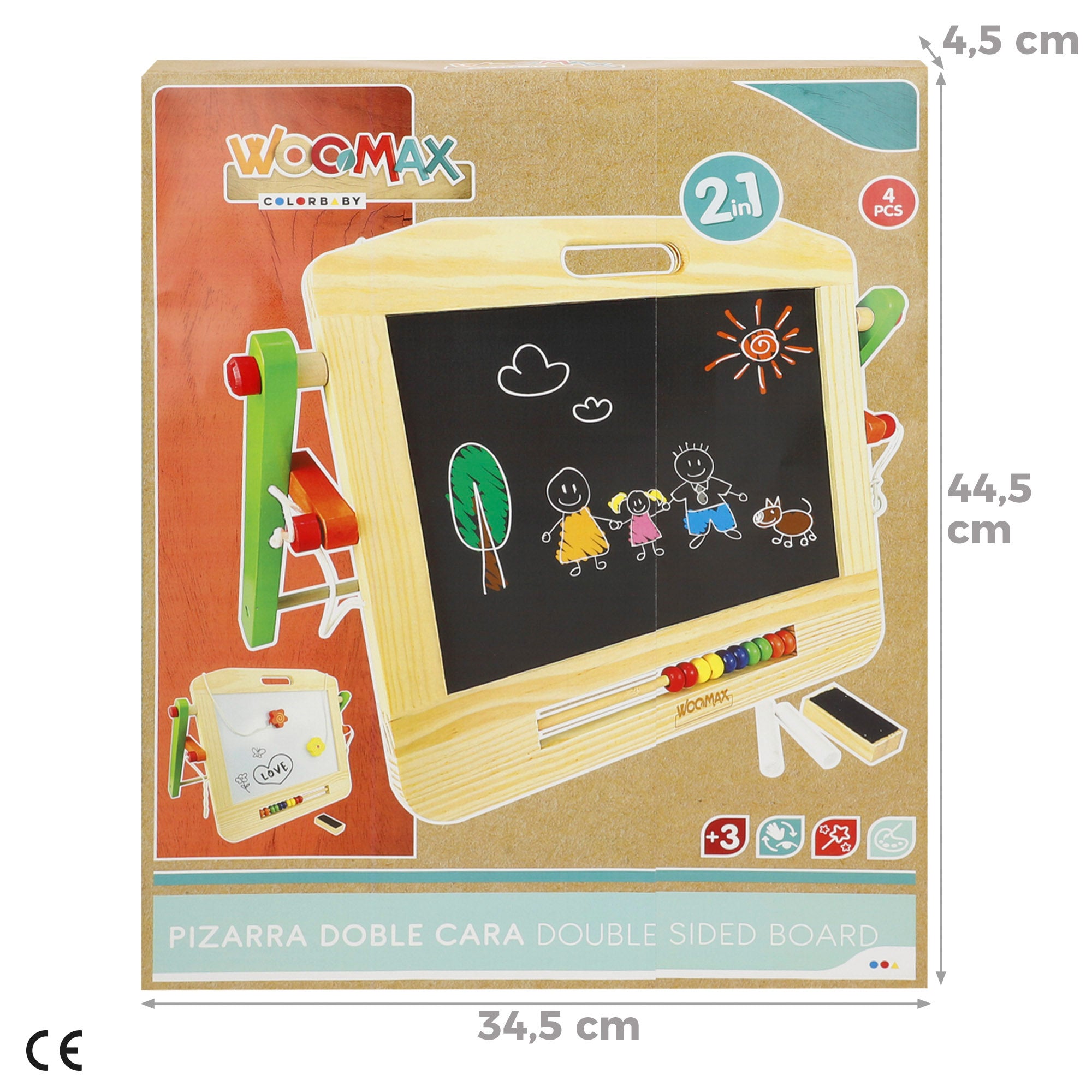 WOOMAX Quadro de ardósia 2 em 1 com acessórios + 3 anos