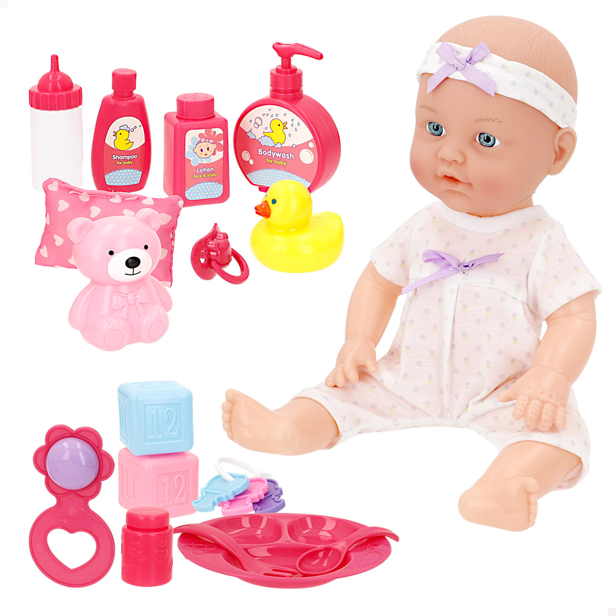 Boneca bebé 32 cm com acessórios + 24 meses Colorbaby's