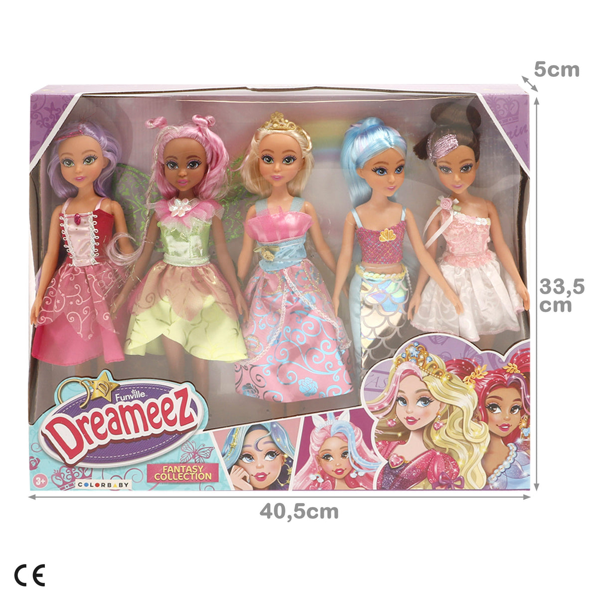 Conjunto de 5 bonecas fantasia 30 cm + 3 anos Dreameez