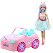 Boneca princesa unicórnio com carro + 3 anos Dreameez