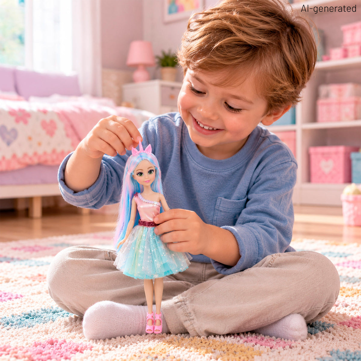 Boneca princesa unicórnio com carro + 3 anos Dreameez