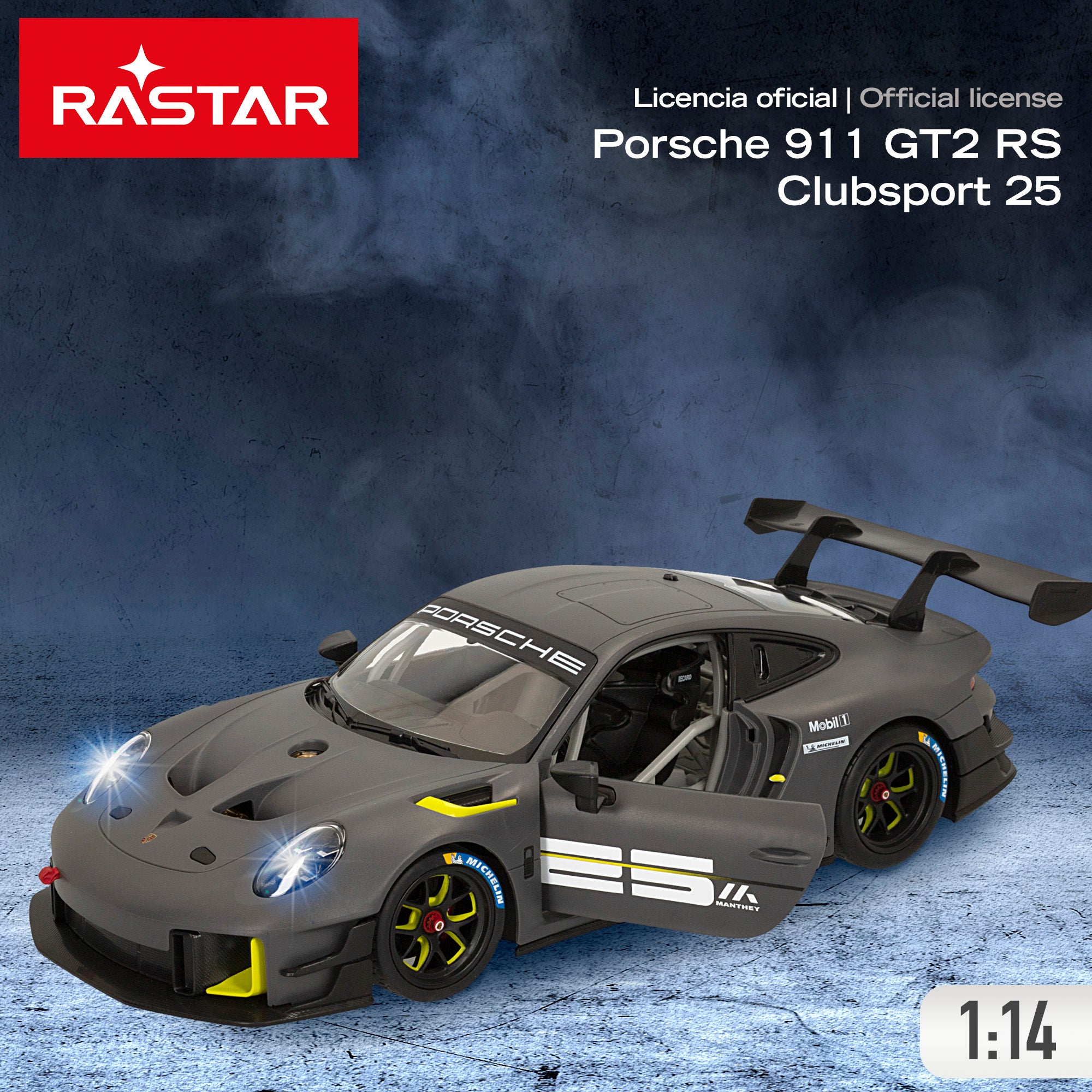 RASTAR Carro Telecomandado Porsche 911 GT2 RS Clubsport 25 1:14 com Luzes