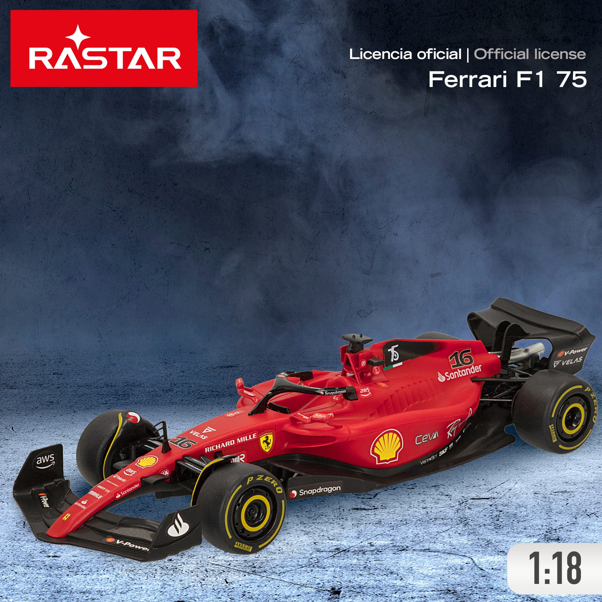 RASTAR Carro Telecomandado 2022 Ferrari F1-75 1:18
