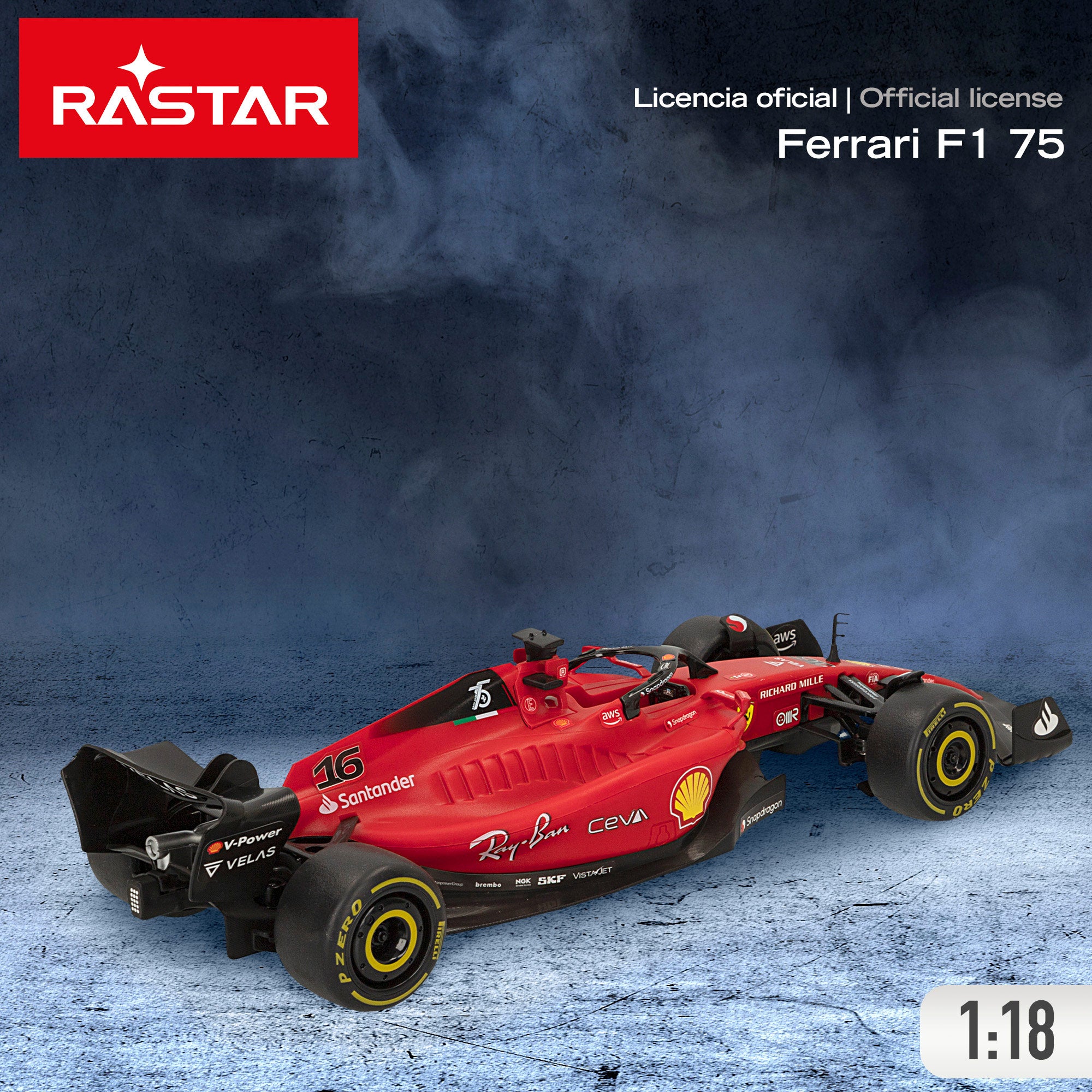 RASTAR Carro Telecomandado 2022 Ferrari F1-75 1:18