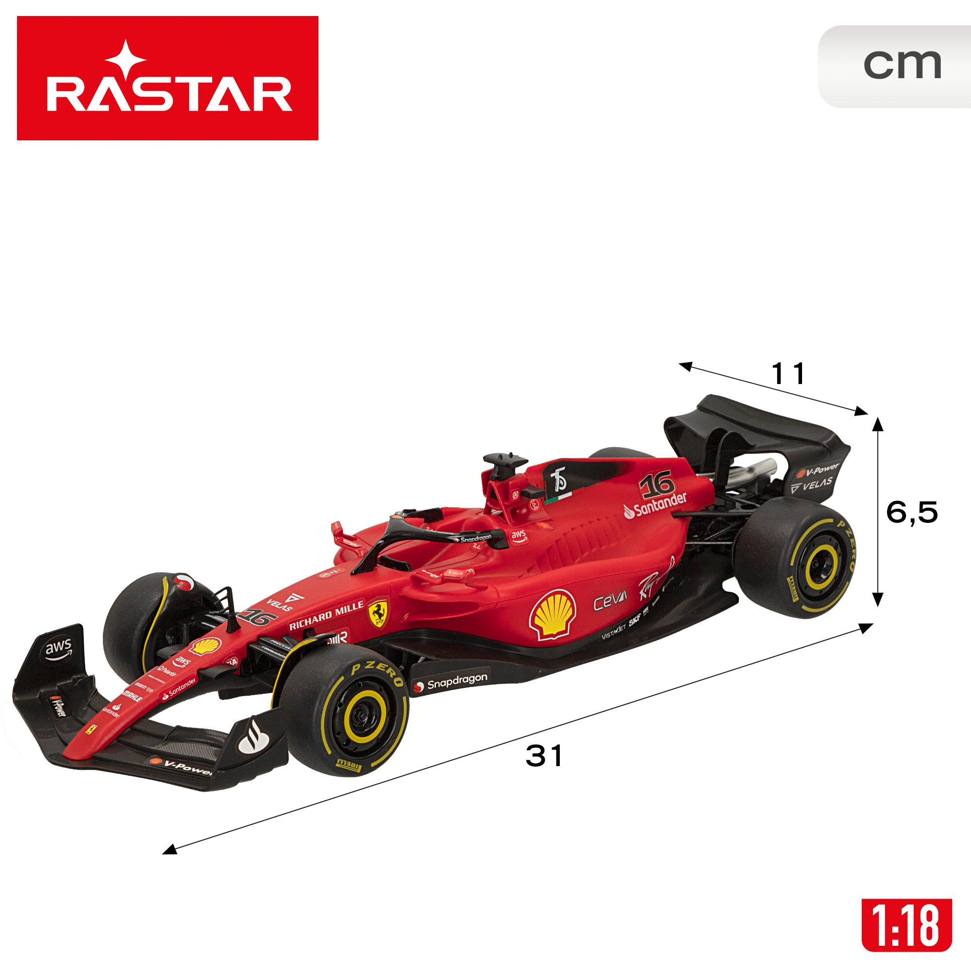 RASTAR Carro Telecomandado 2022 Ferrari F1-75 1:18