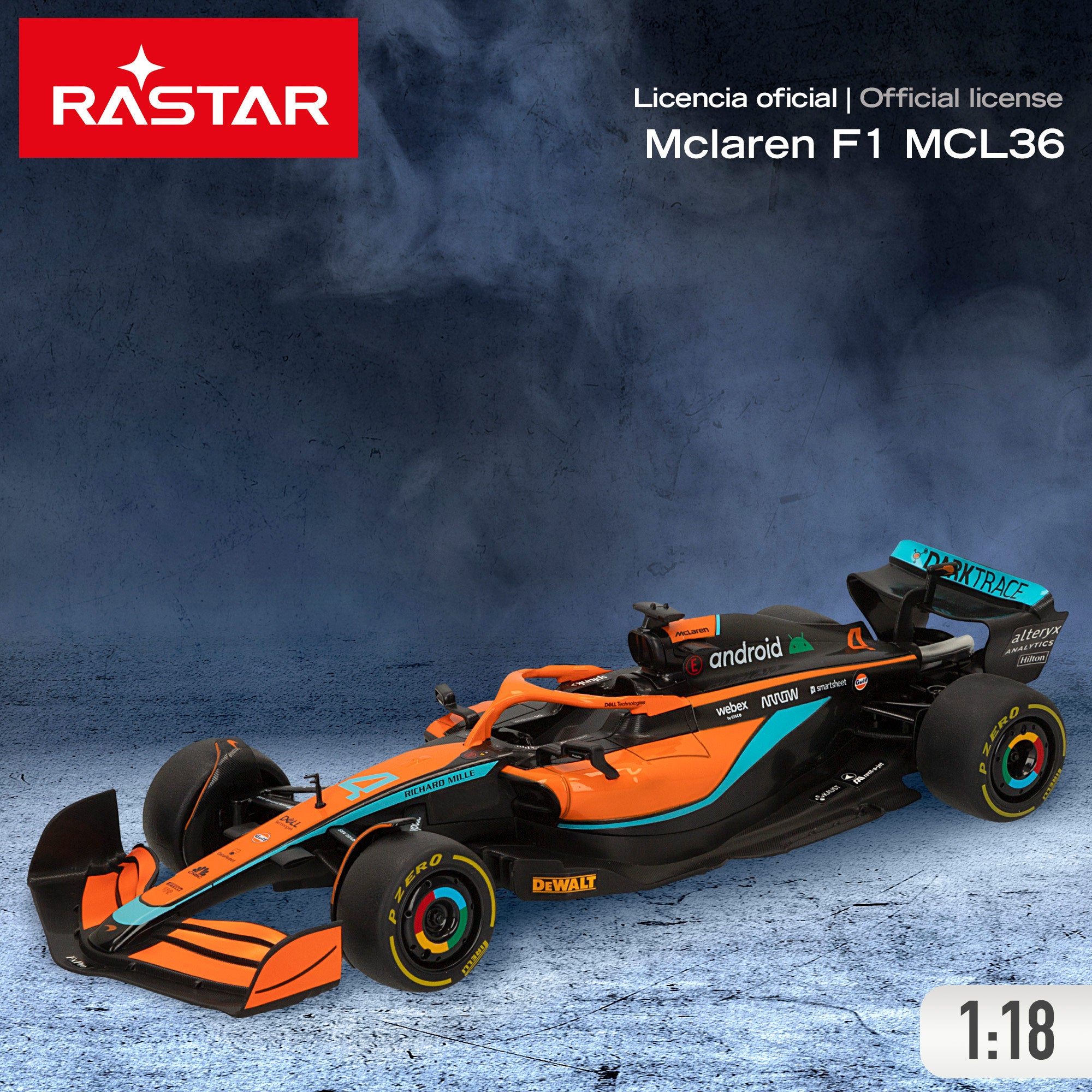 RASTAR Carro Telecomandado F1 2022 McLaren MCL36 1:18