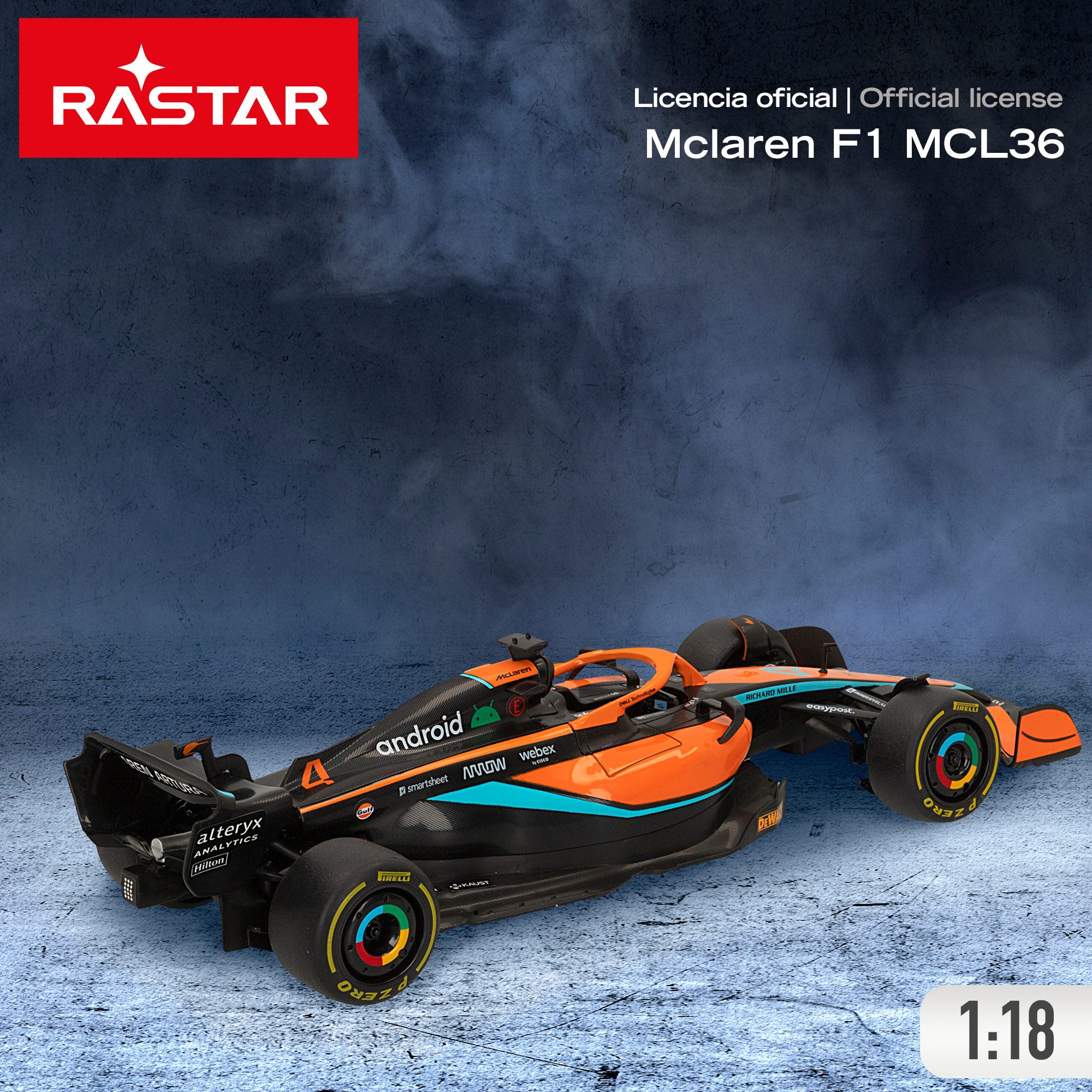 RASTAR Carro Telecomandado F1 2022 McLaren MCL36 1:18