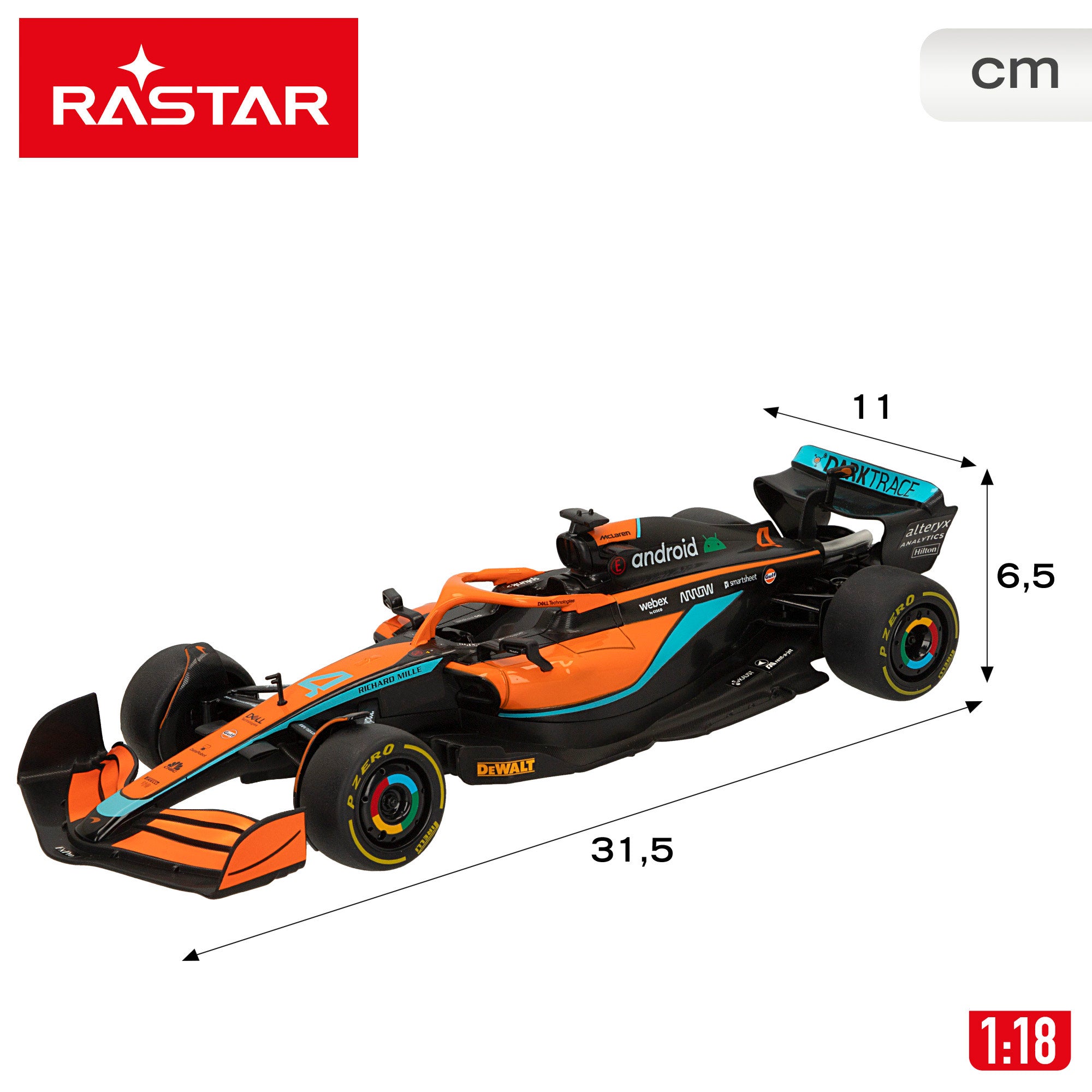 RASTAR Carro Telecomandado F1 2022 McLaren MCL36 1:18