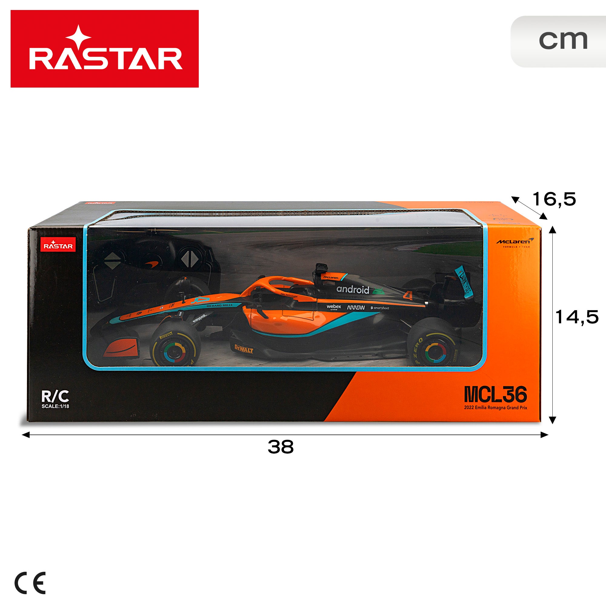 RASTAR Carro Telecomandado F1 2022 McLaren MCL36 1:18