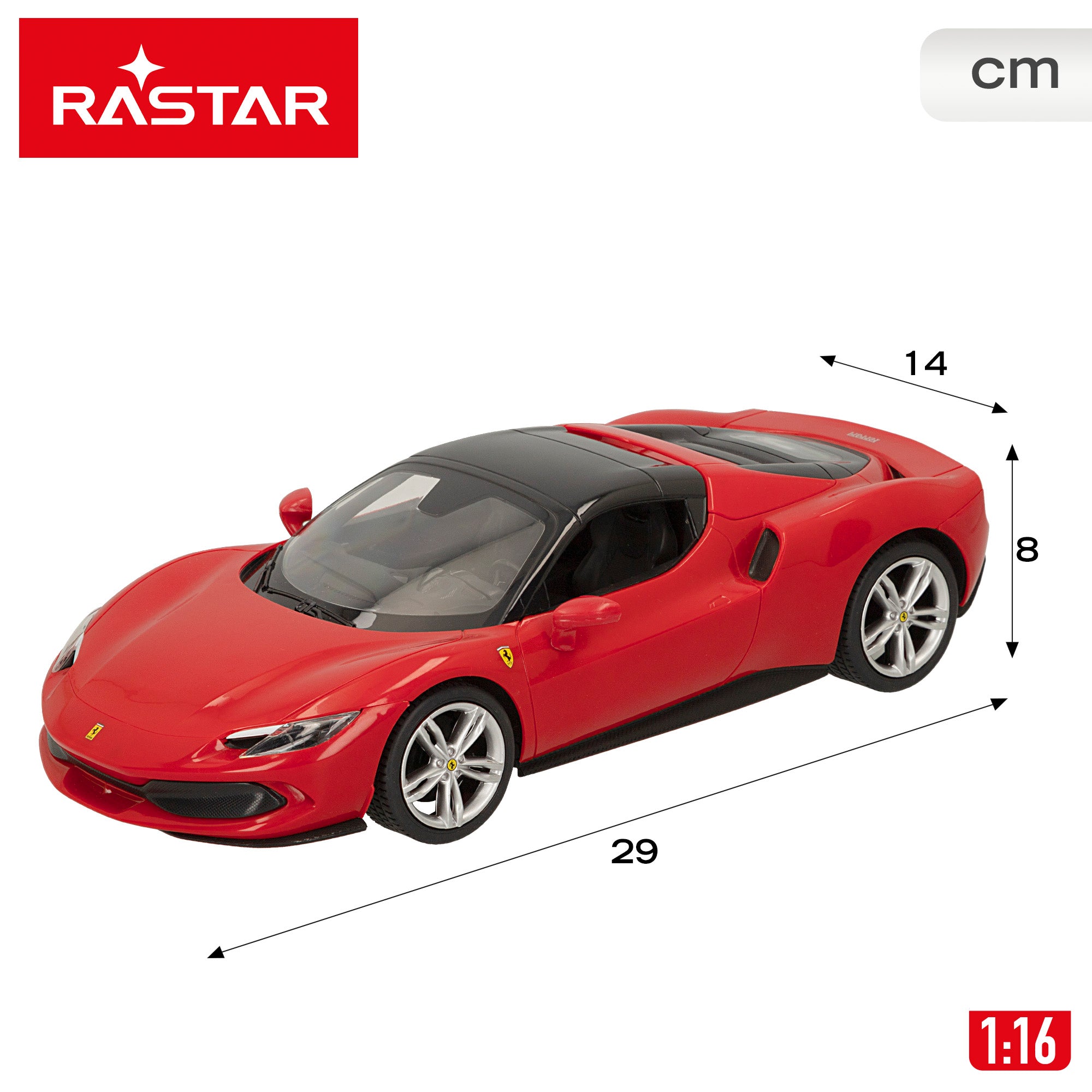 RASTAR Carro Telecomandado Ferrari 296 GTS 1:16 com Luzes