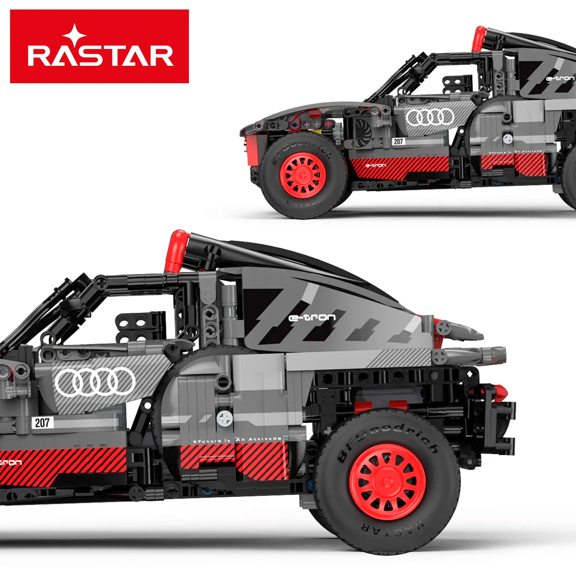 Modelo de carro RASTAR para montar Dakar '24 Audi RS Q e-tron (Sainz) 1:14