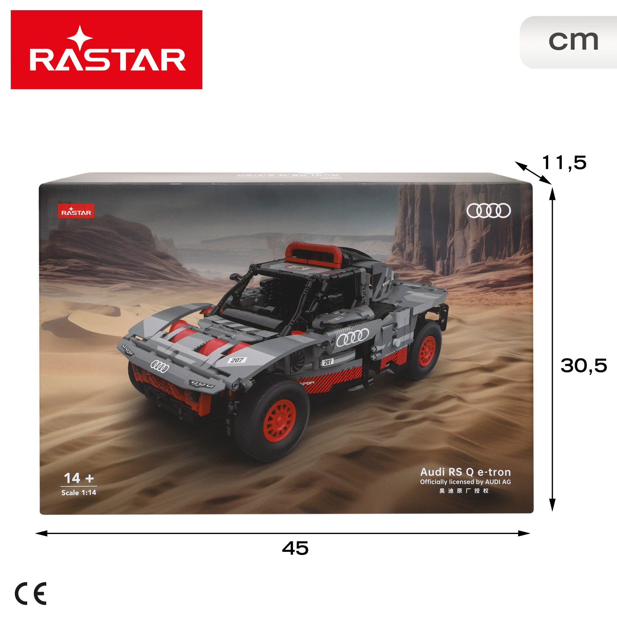 Modelo de carro RASTAR para montar Dakar '24 Audi RS Q e-tron (Sainz) 1:14
