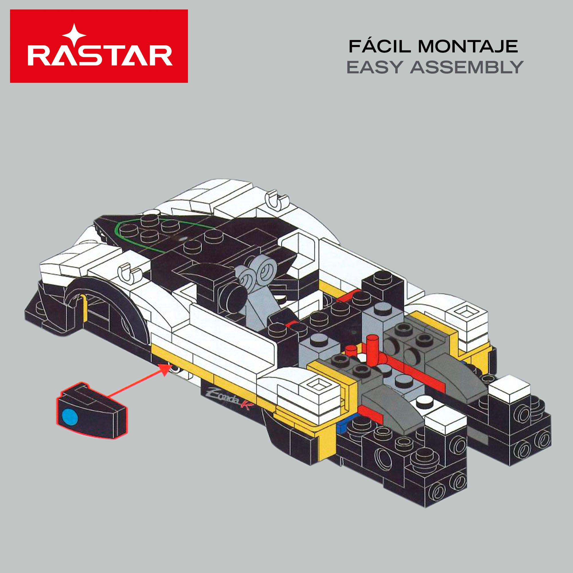 Kit automóvel modelo RASTAR Pagani Zonda R 387 peças à escala 1:28