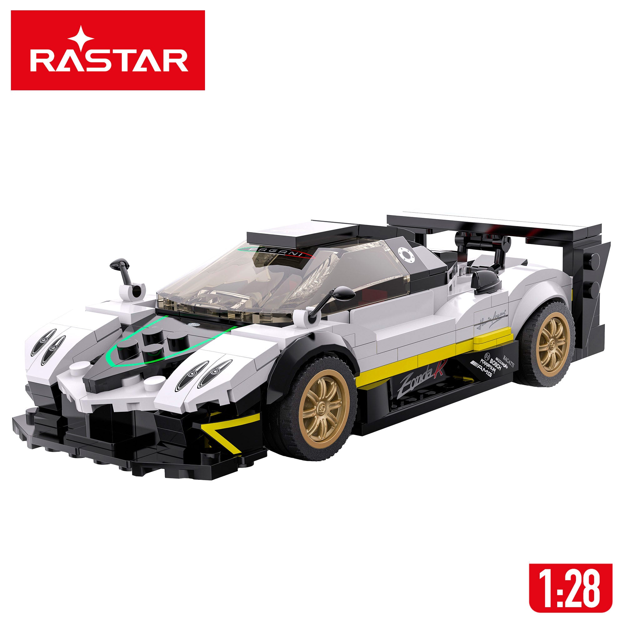Kit automóvel modelo RASTAR Pagani Zonda R 387 peças à escala 1:28
