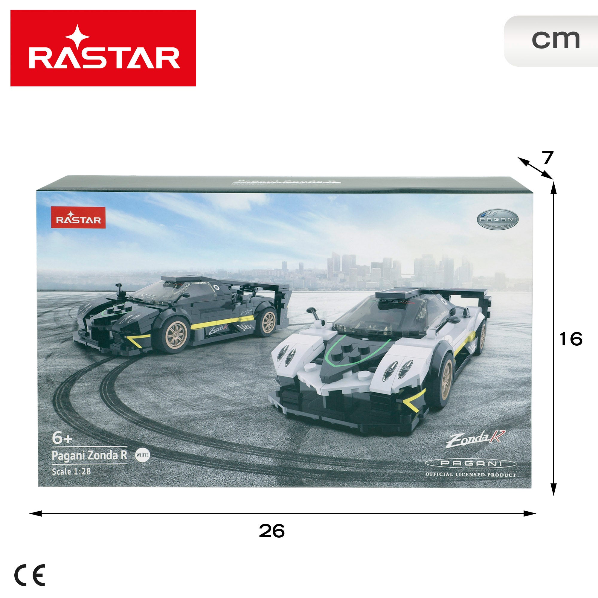 Kit automóvel modelo RASTAR Pagani Zonda R 387 peças à escala 1:28