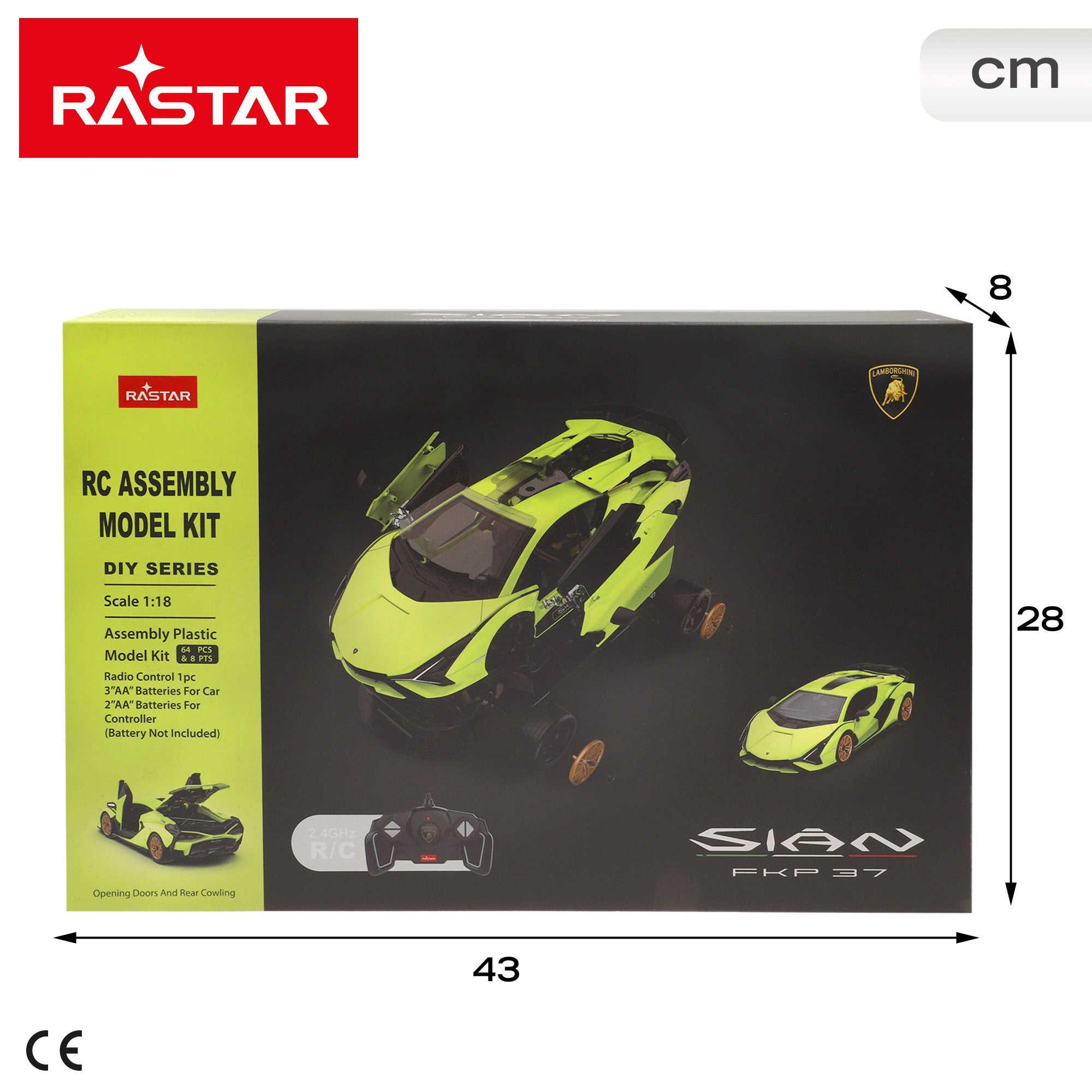 RASTAR Carro telecomandado e modelo para montar Lamborghini Sián 1:18