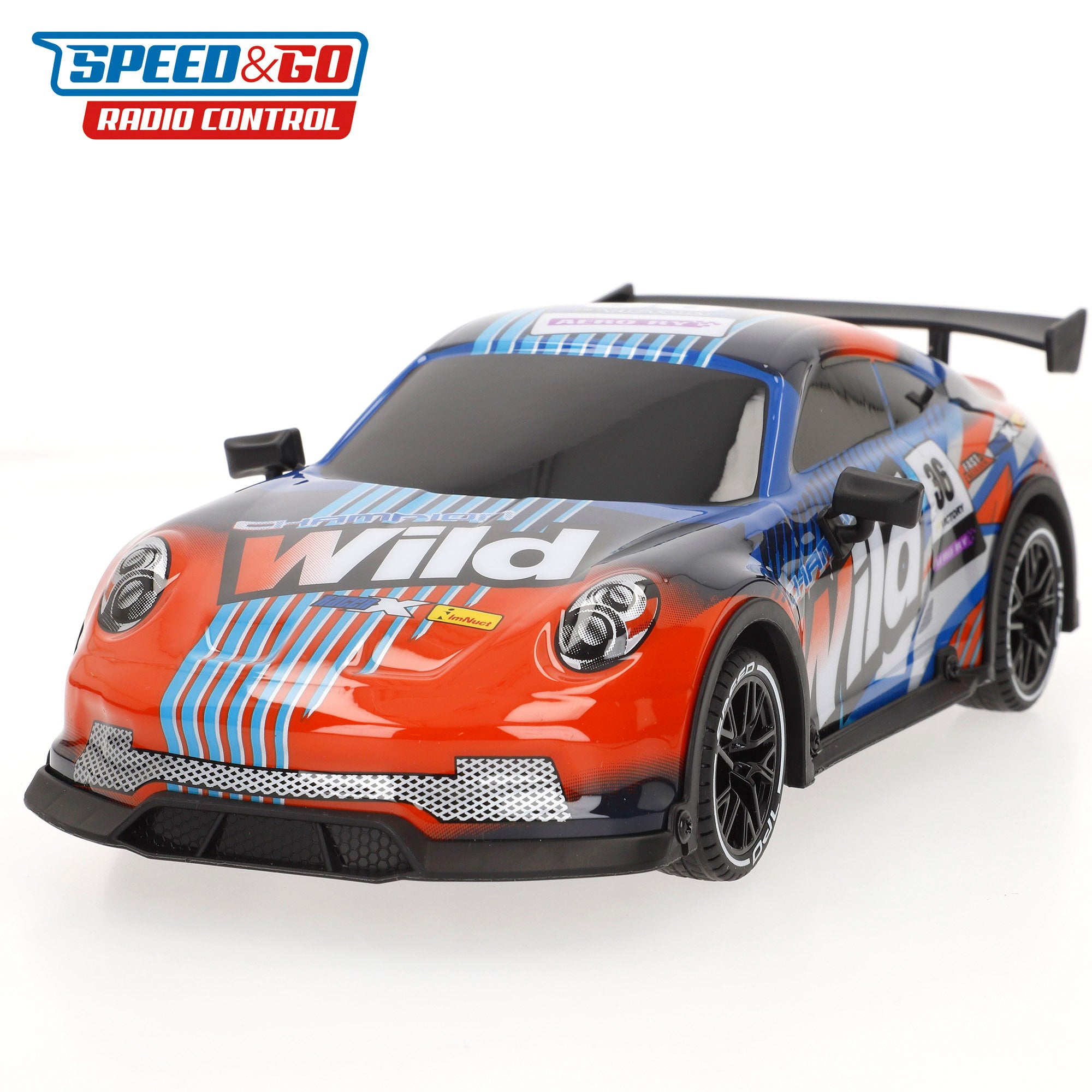 Carro telecomandado Xtreme Sports com luzes, escala 1:18, velocidade máxima.