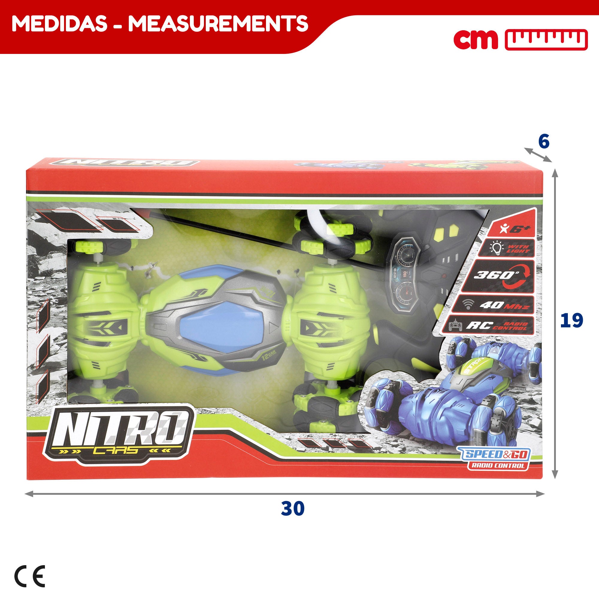 Carro telecomandado para acrobacias de 360°: velocidade e velocidade