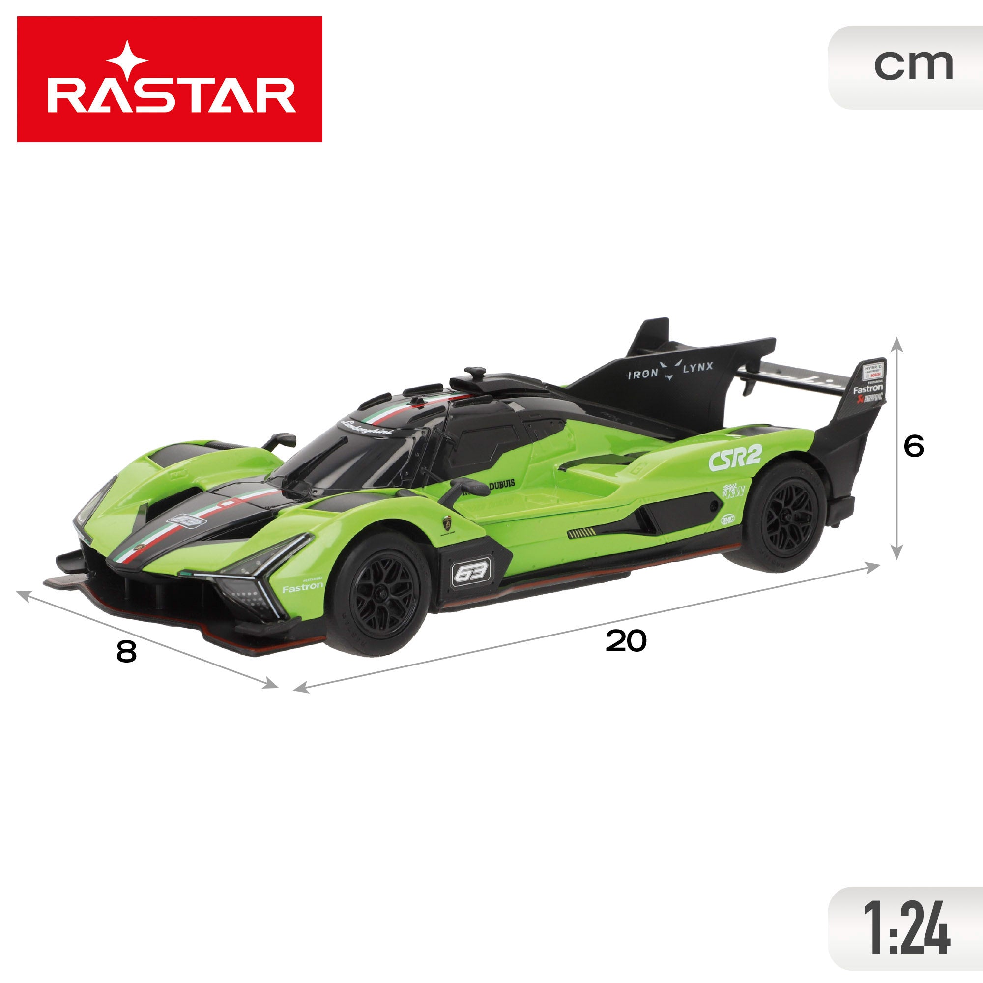 Carro telecomandado RASTAR Lamborghini SC63 LMDh 1:24