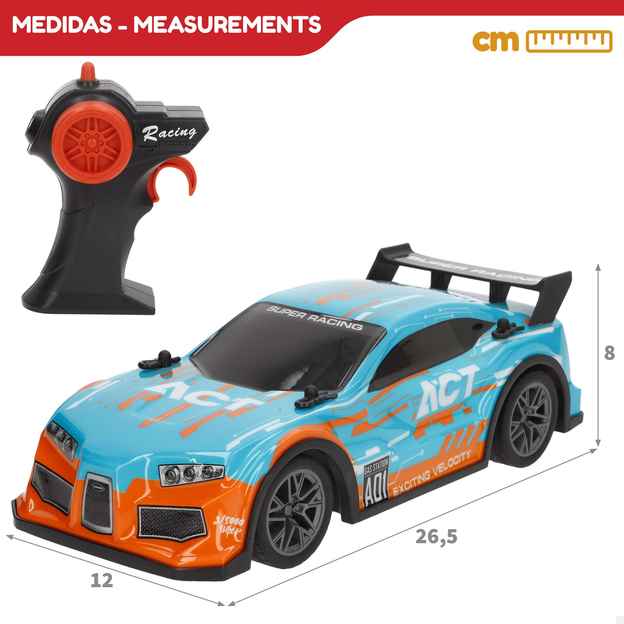 Carro de rádio controlo Speed ​​​​&amp; Go à escala 1:16 com luzes e sons.