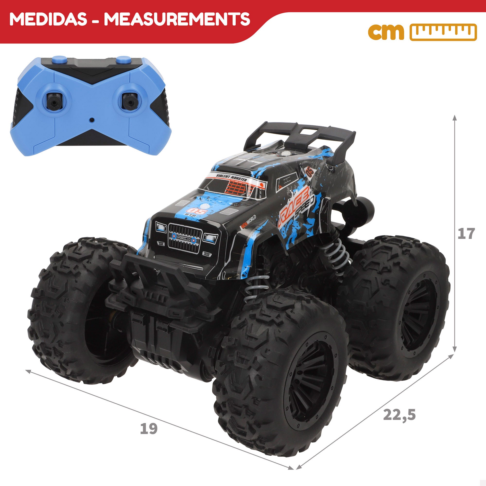 Veículo todo-o-terreno controlado remotamente com rodas grandes de alta aderência, escala 1:16 Speed&amp; Go