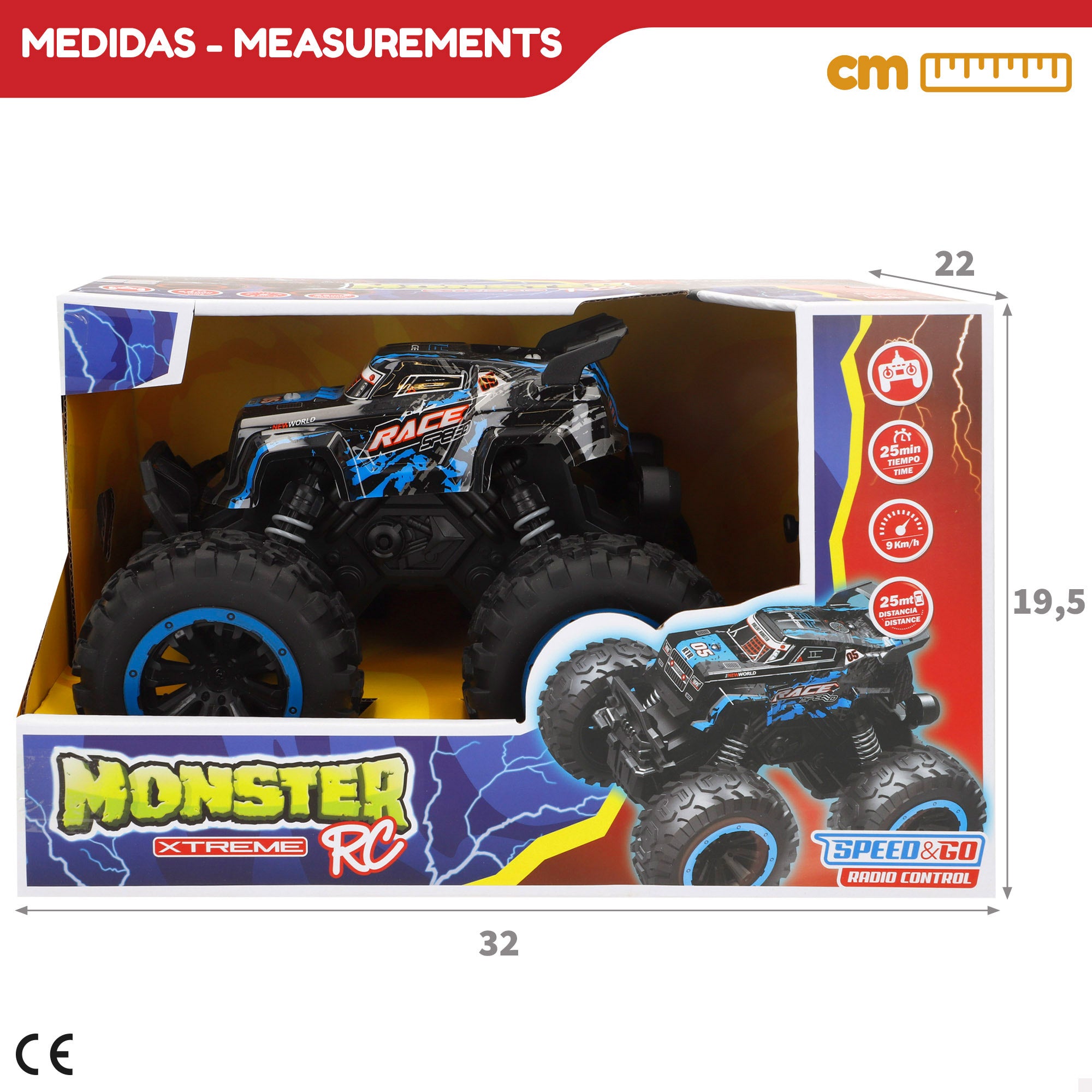 Veículo todo-o-terreno controlado remotamente com rodas grandes de alta aderência, escala 1:16 Speed&amp; Go
