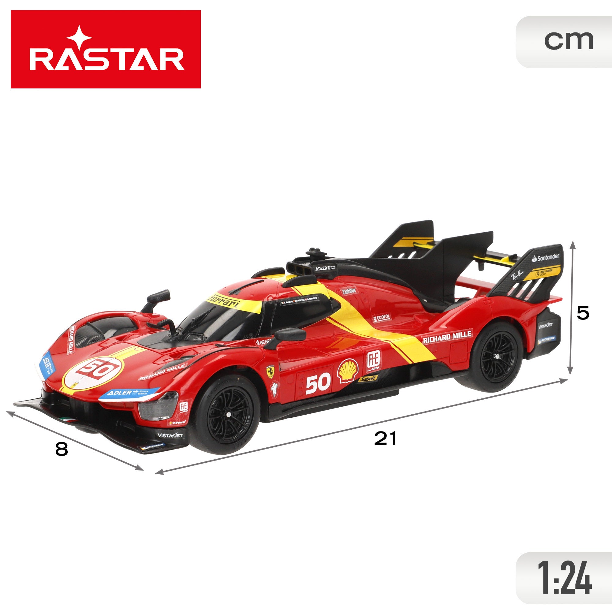 RASTAR Carro Telecomandado Ferrari 499P 50 Le Mans Hypercar 1:24