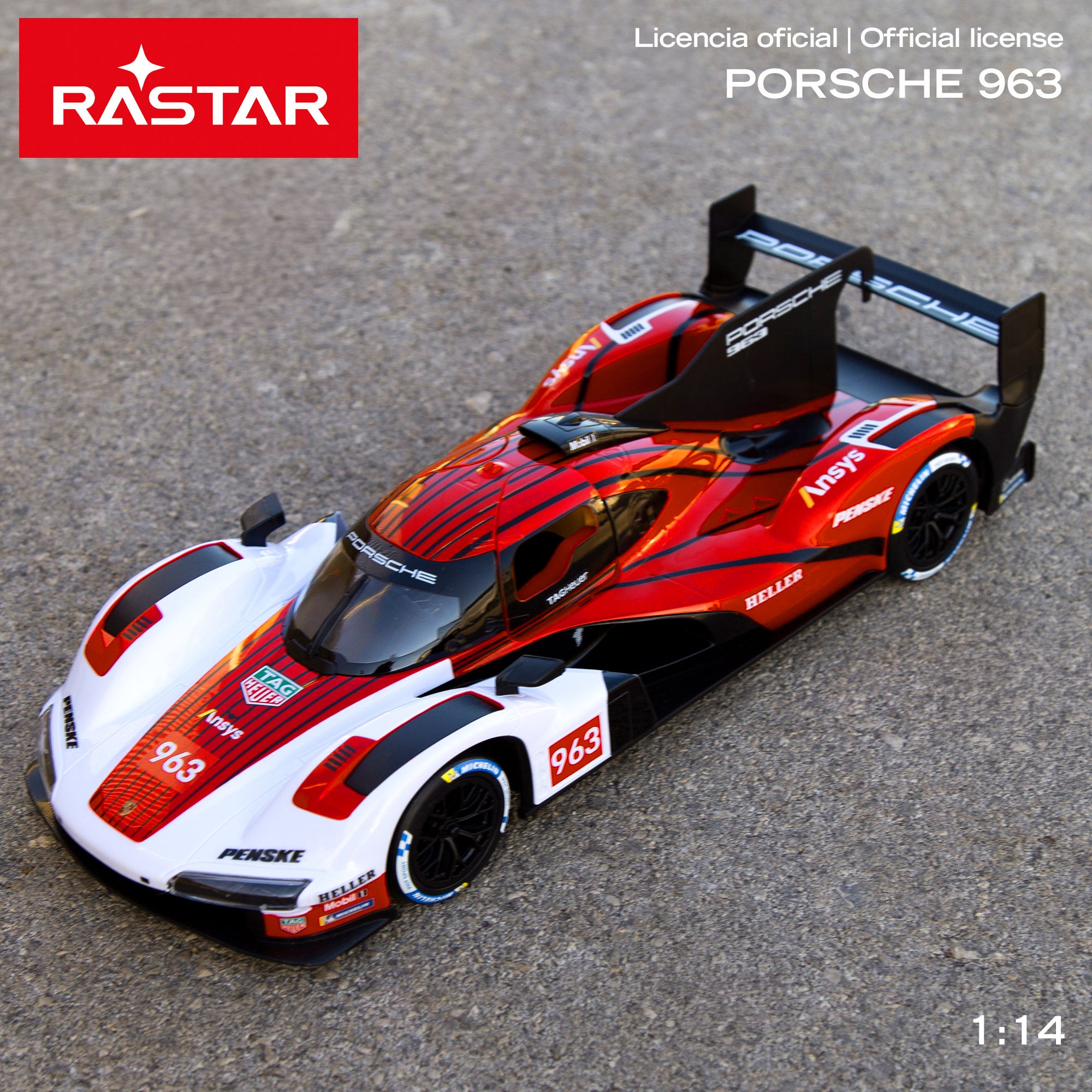 RASTAR Carro de controlo remoto Porsche 963 LMDH 1:14