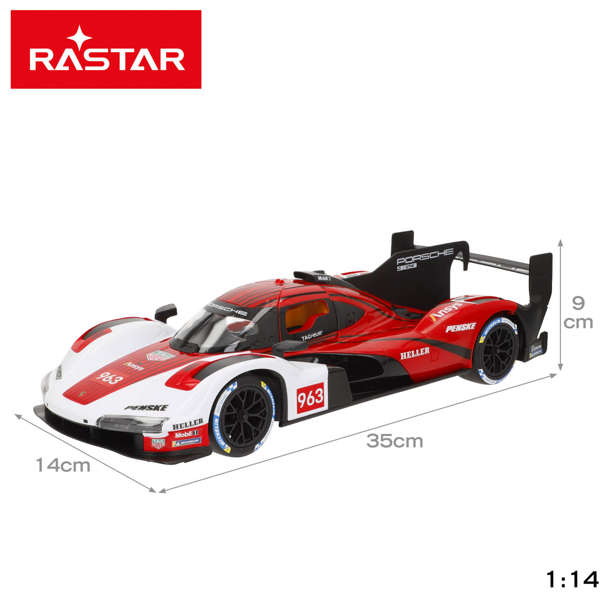 RASTAR Carro de controlo remoto Porsche 963 LMDH 1:14