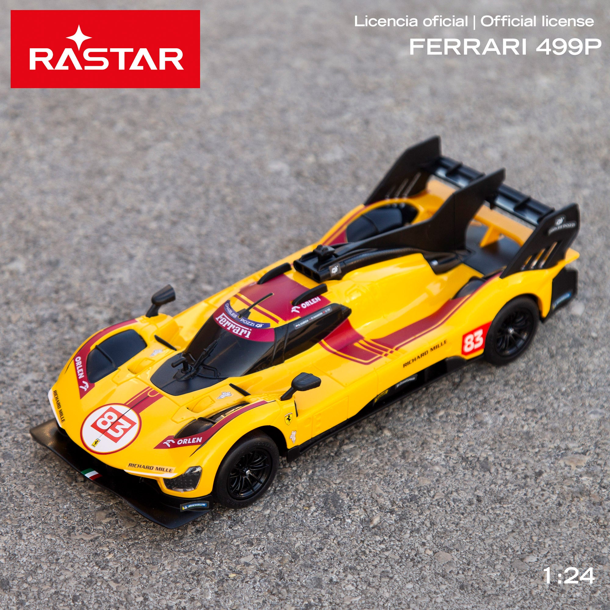 RASTAR Carro radiocontrolado Ferrari 499P n.º 83 1:24