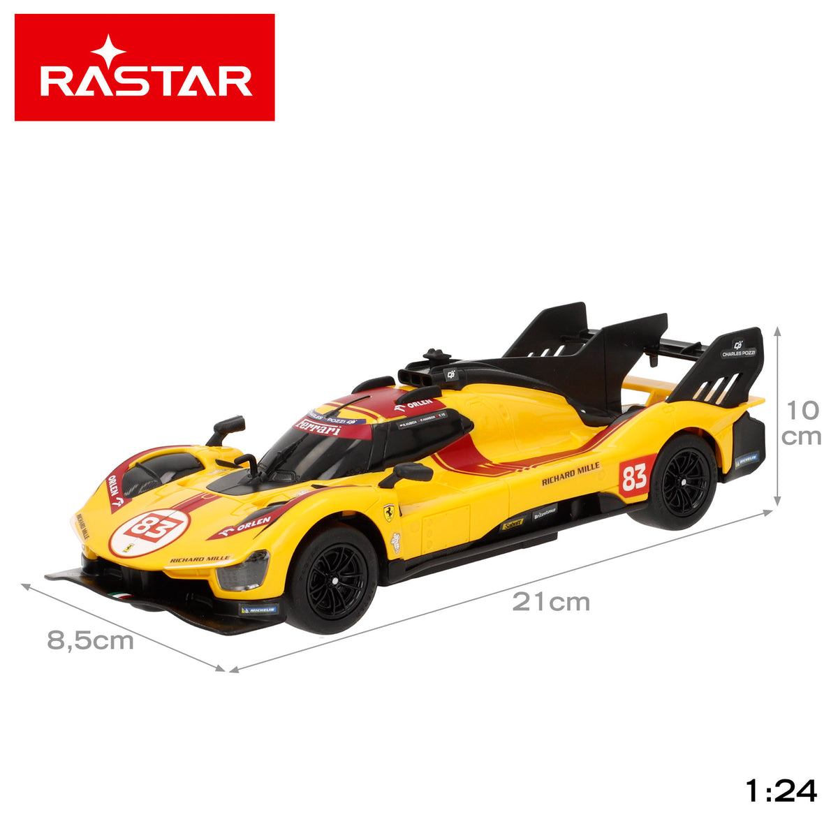 RASTAR Carro radiocontrolado Ferrari 499P n.º 83 1:24