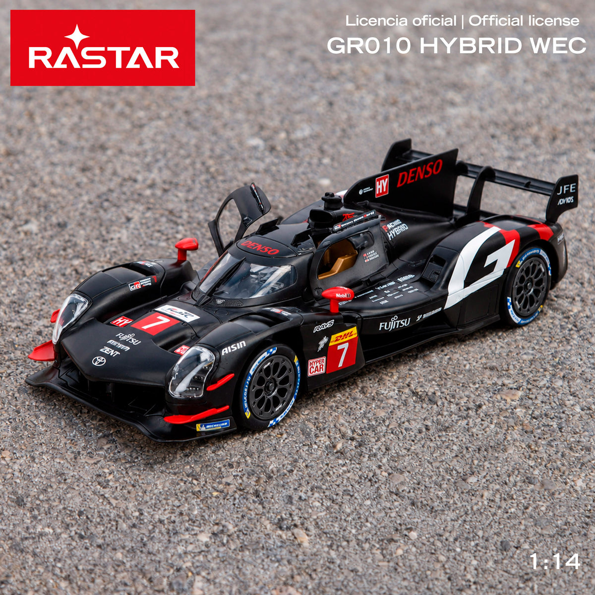RASTAR Carro de controlo remoto licença oficial Toyota GR010 Hybrid WEC 1:14