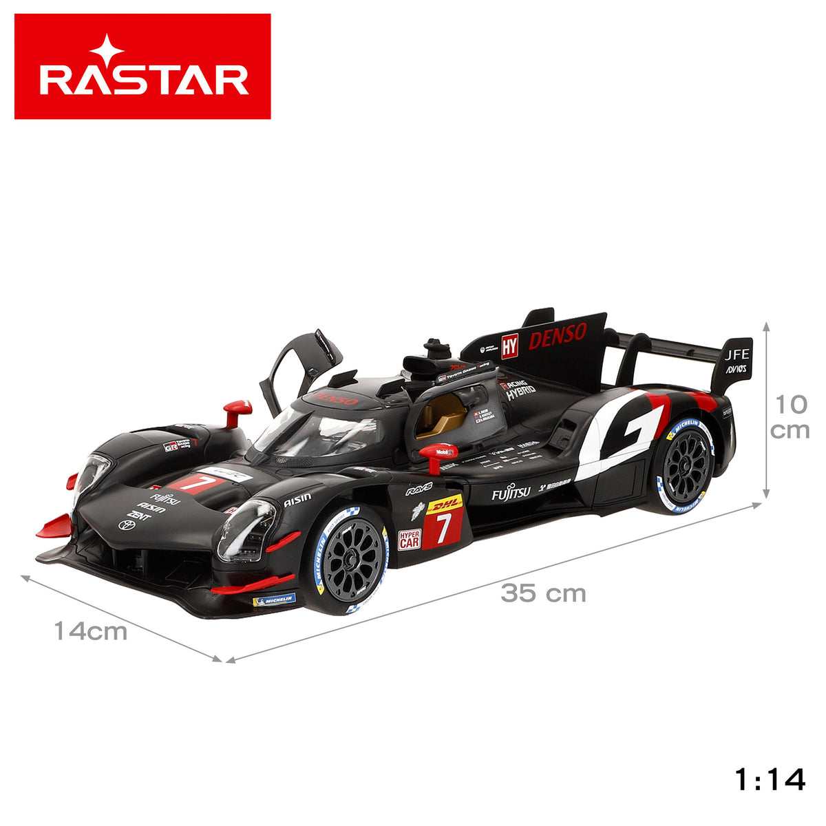 RASTAR Carro de controlo remoto licença oficial Toyota GR010 Hybrid WEC 1:14