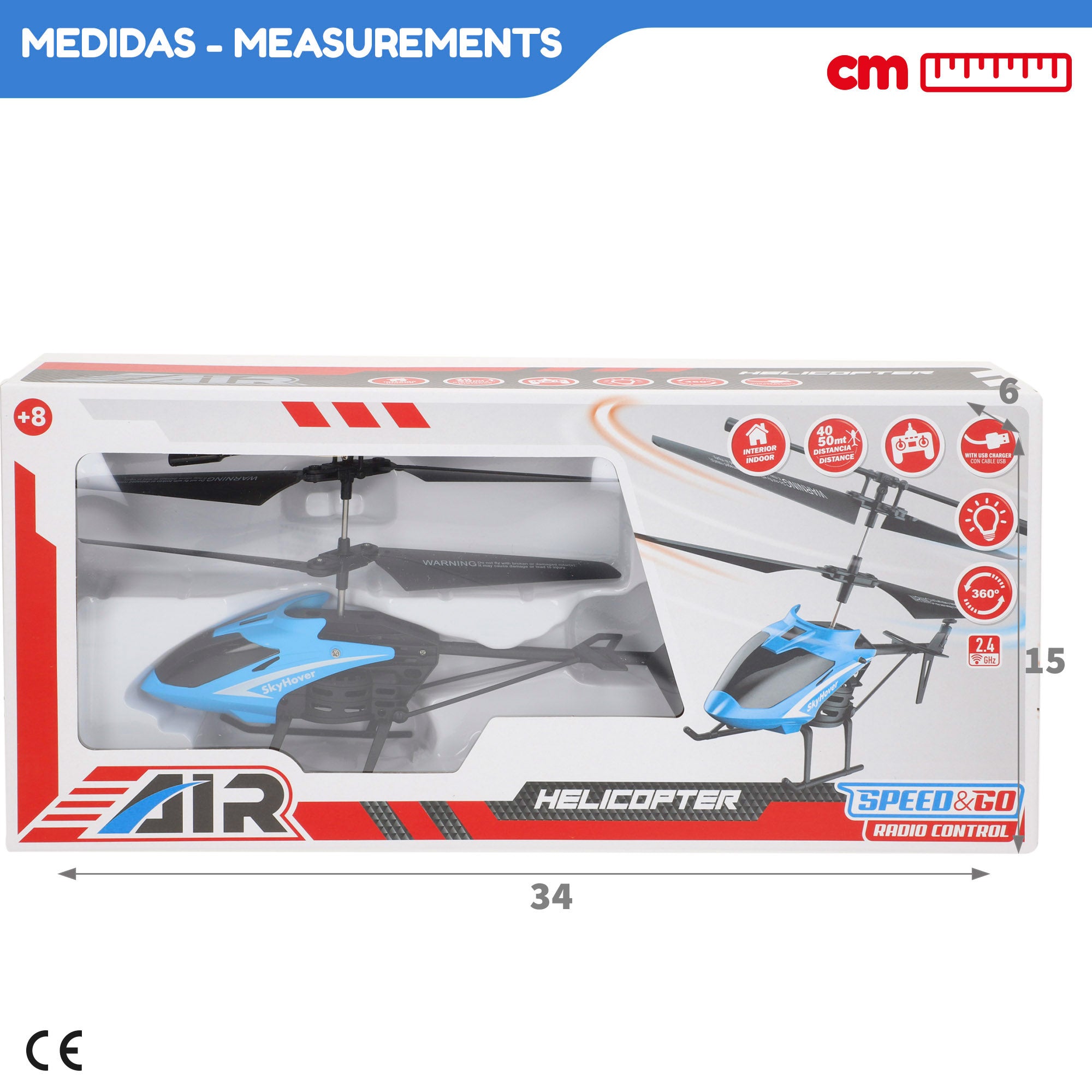 Helicóptero telecomandado com velocidade de 360º e função Go