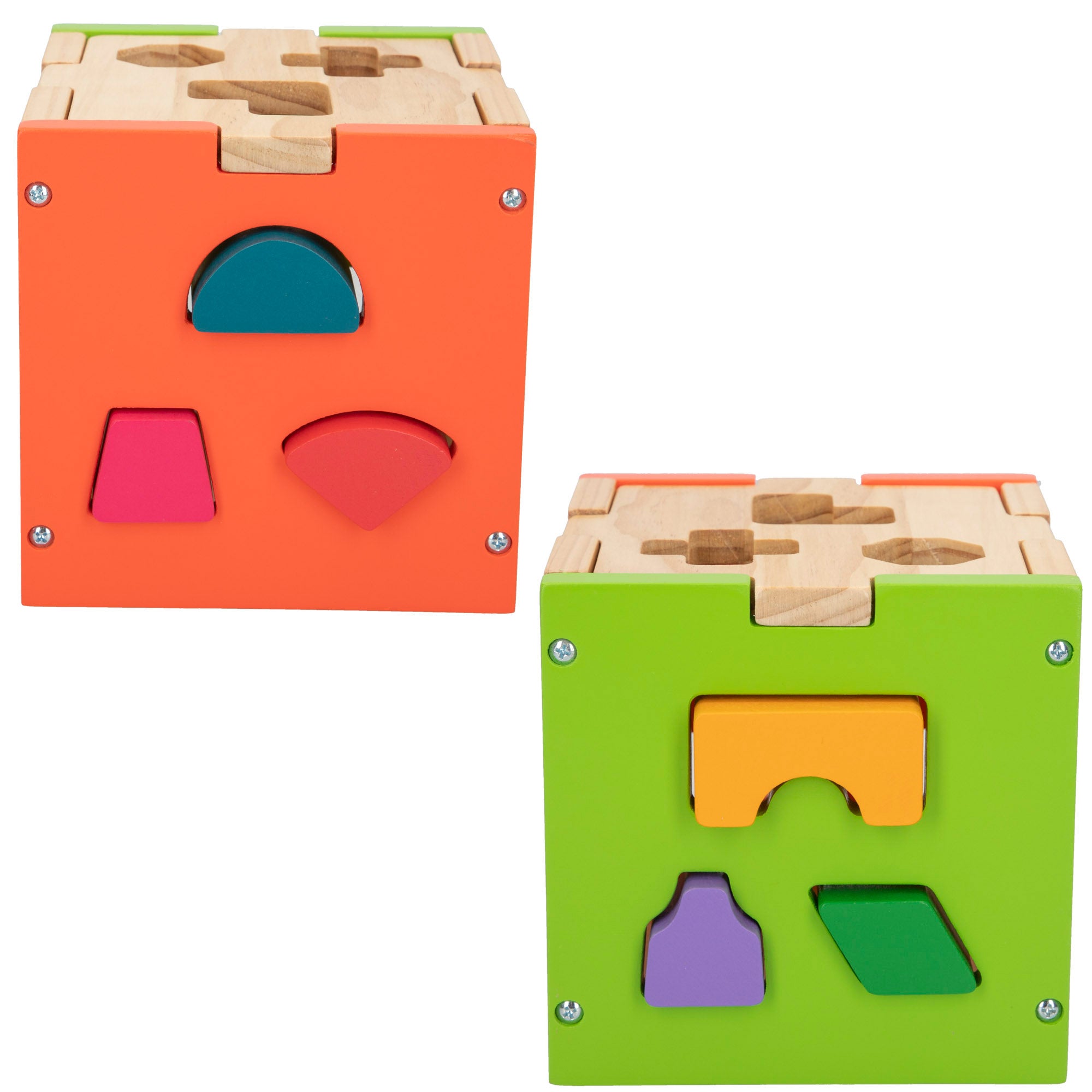 Cubo de atividades em madeira WOOMAX para encaixar peças