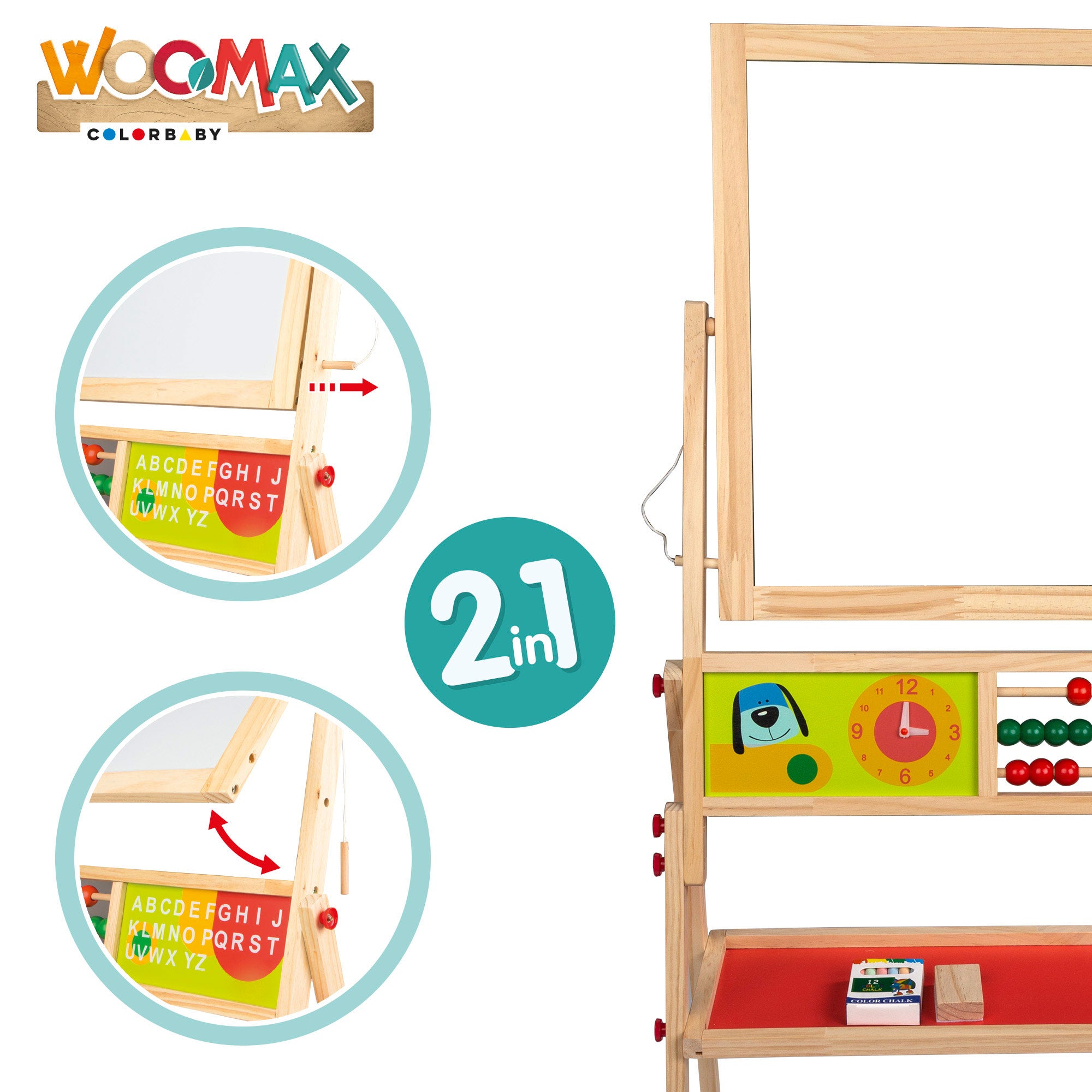 Quadro branco de madeira 2 em 1 WOOMAX