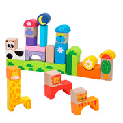 Conjunto de Blocos de Madeira WOOMAX com Animais, 32 Peças
