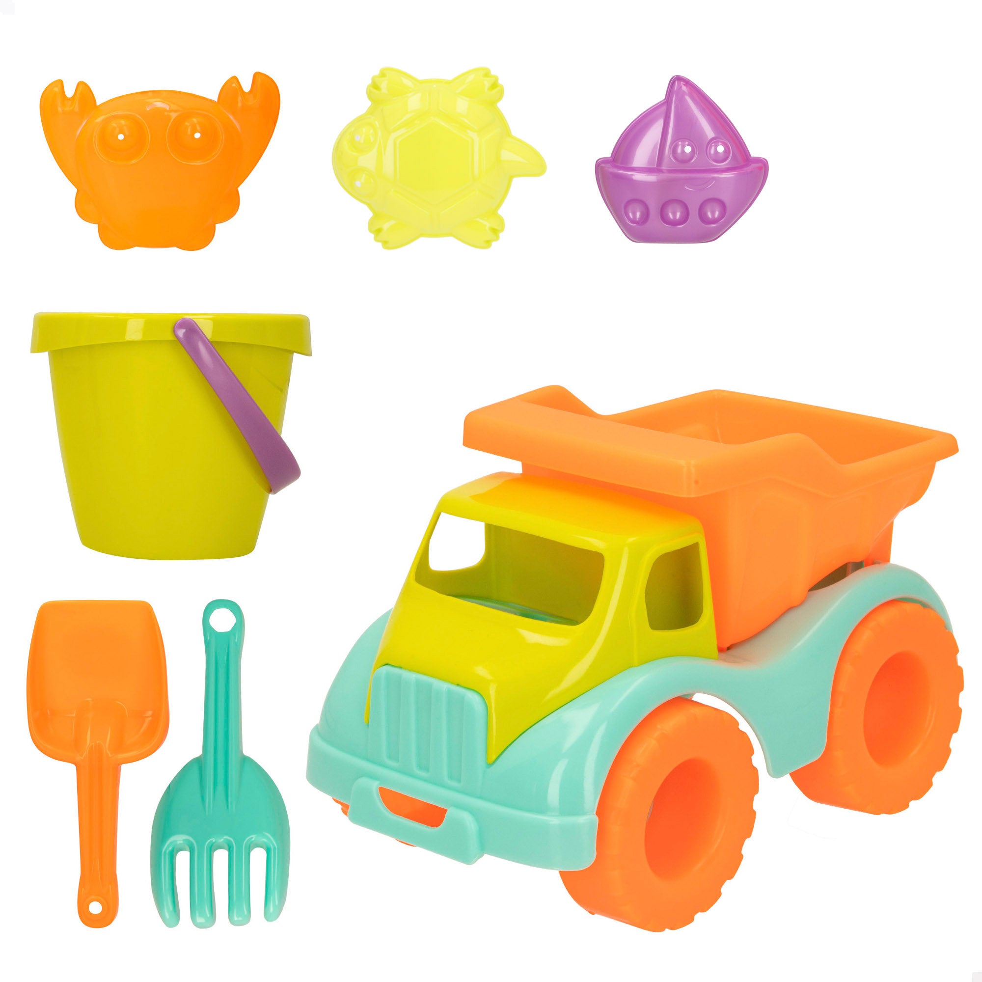 Conjunto de praia com acessórios para camião e balde (Color Beach)