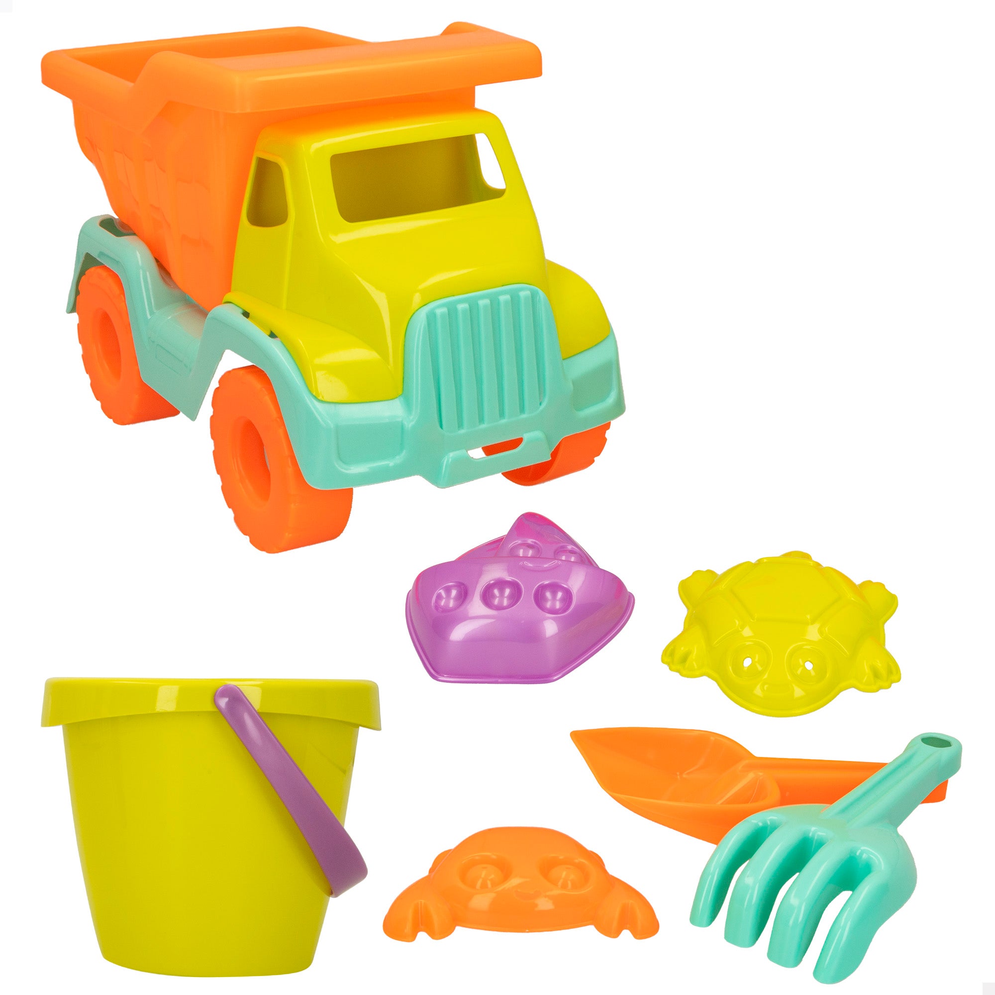 Conjunto de praia com acessórios para camião e balde (Color Beach)