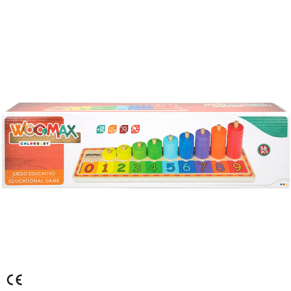 Jogo educativo WOOMAX com peças de madeira e números