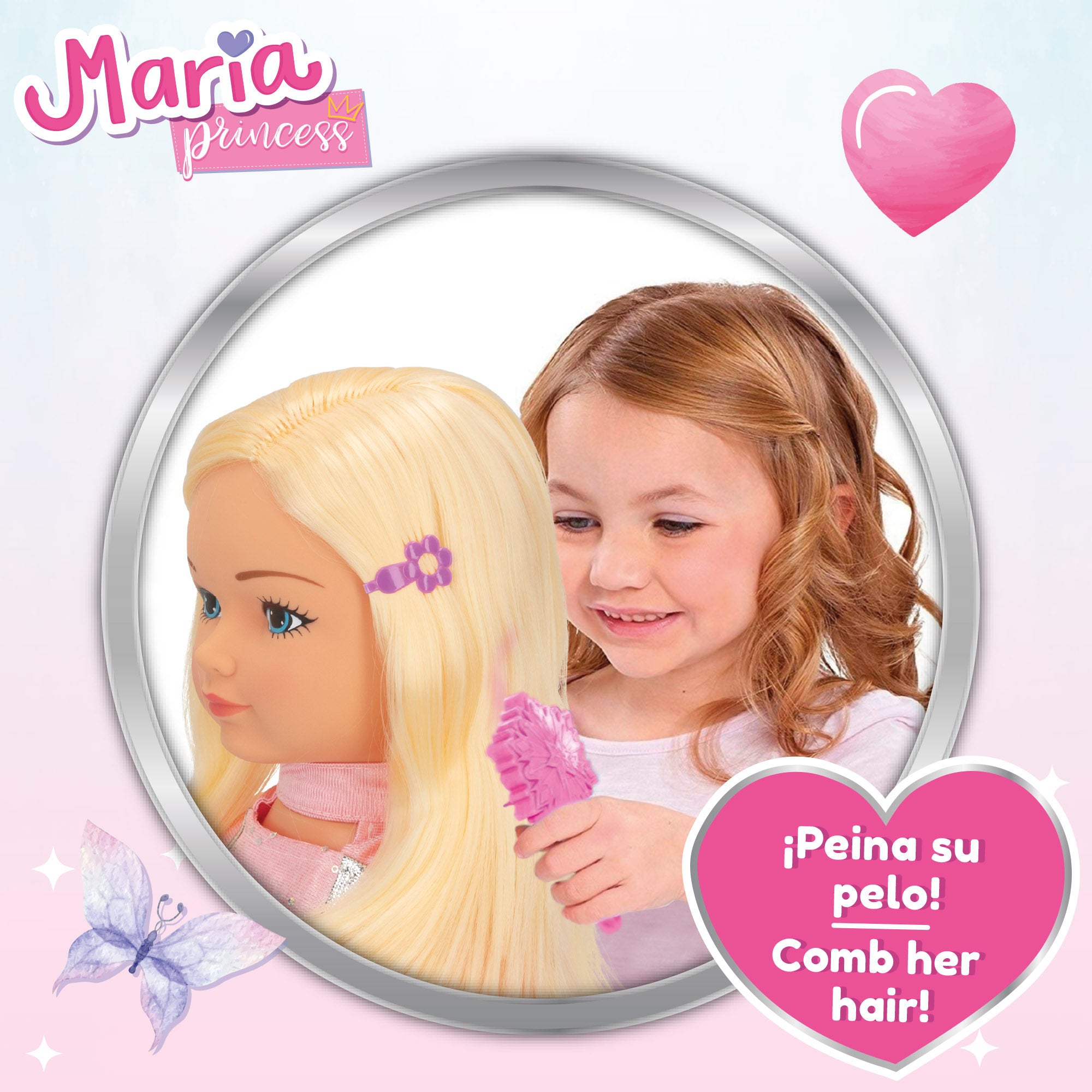 Busto da boneca Maria Princesa com acessórios