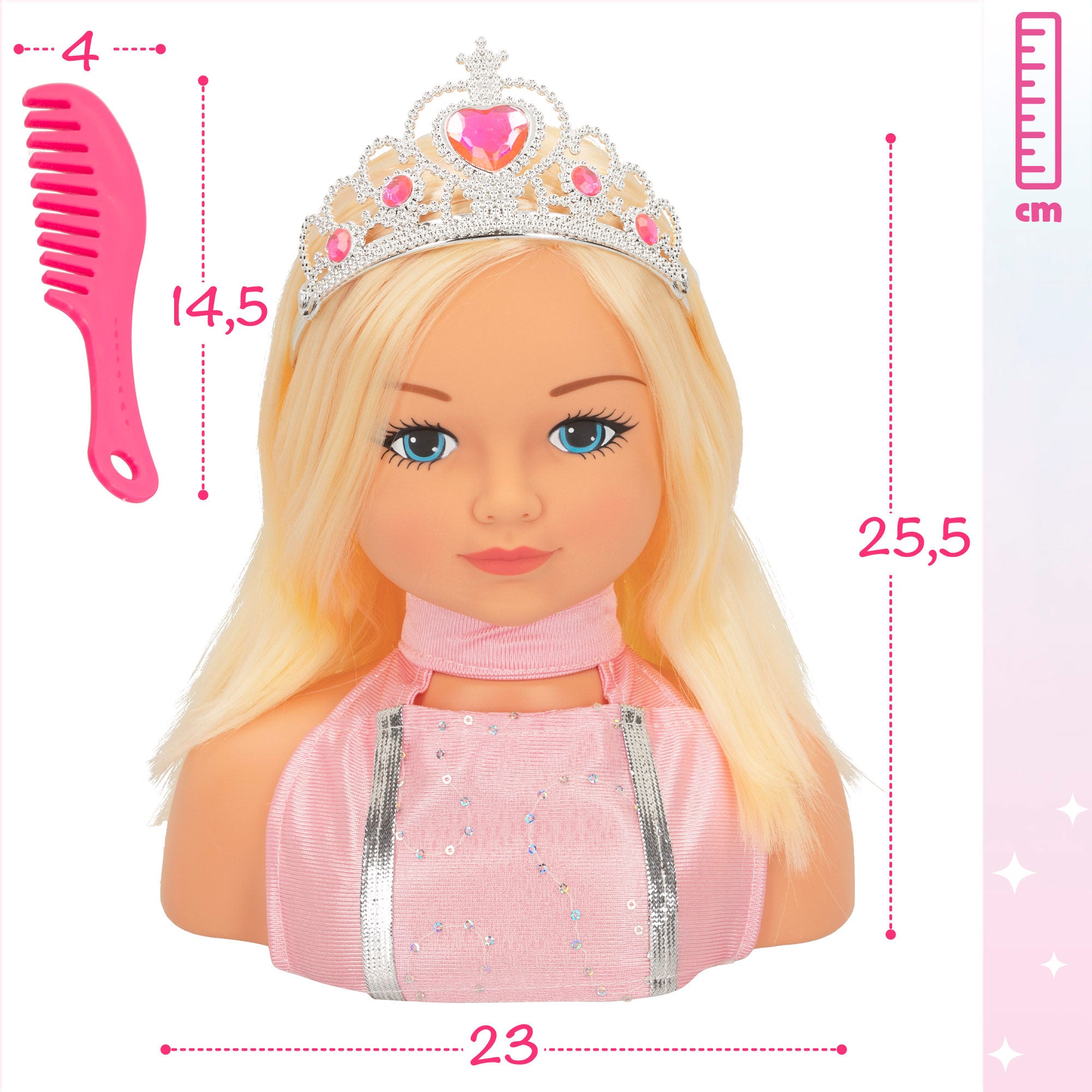 Busto da boneca Maria Princesa com acessórios