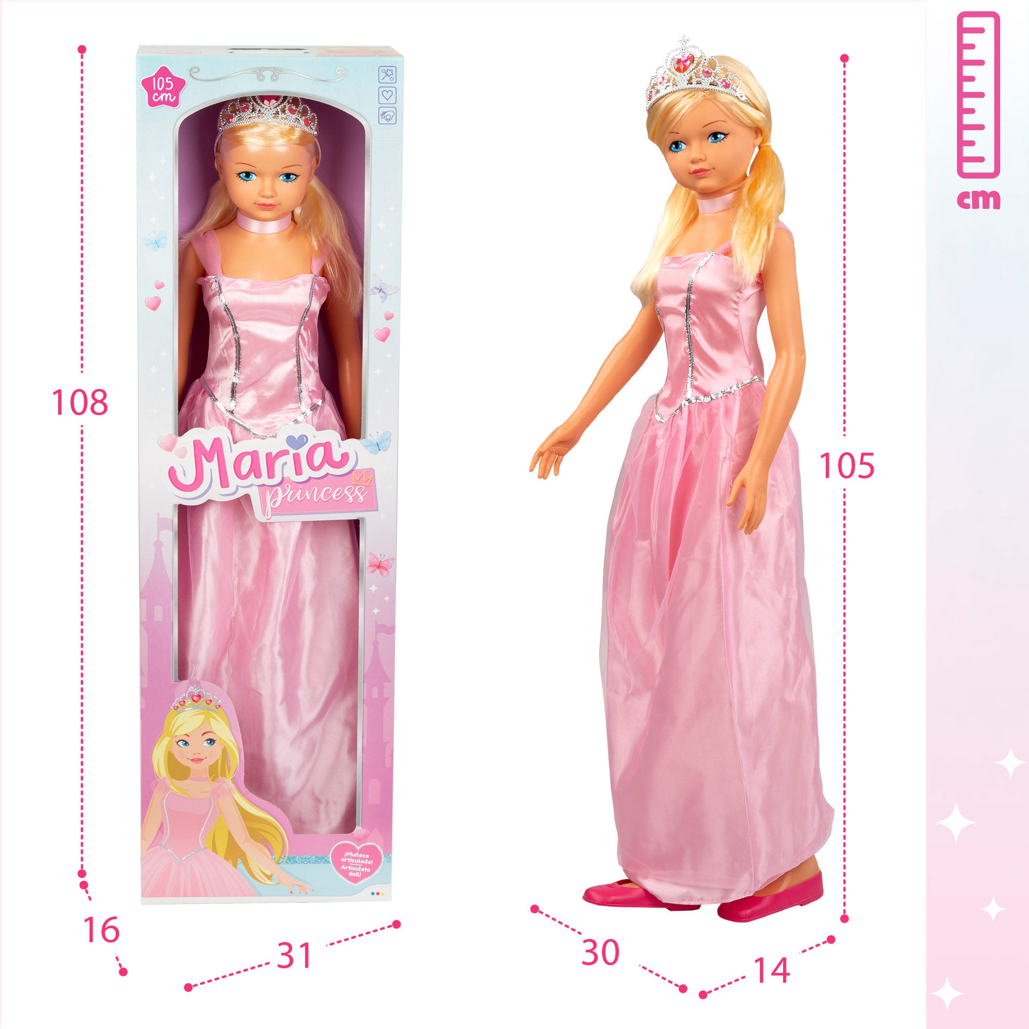Boneca princesa grande de 105 cm, Maria Princesa