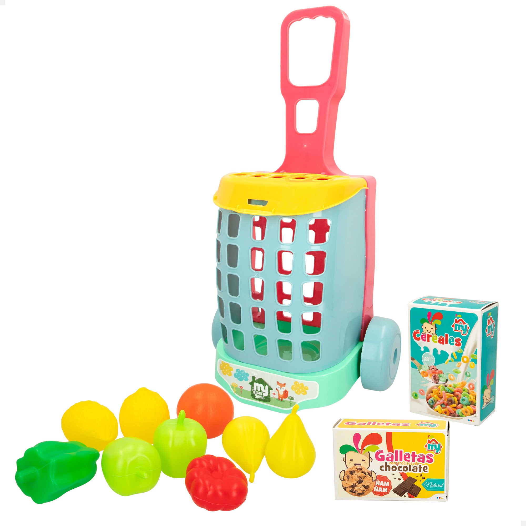 Carrinho de Compras de Brinquedo My Sweet Home com 11 Peças e Comida