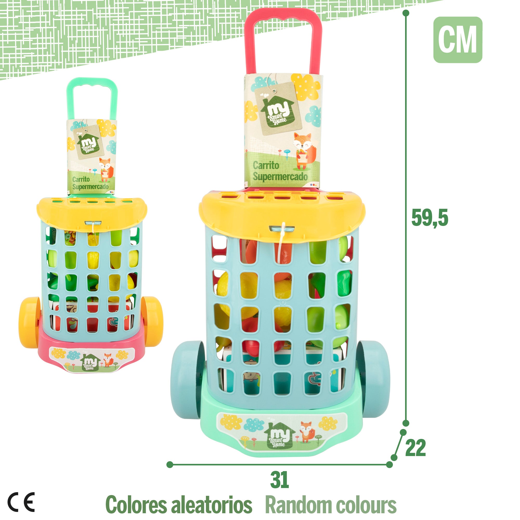 Carrinho de Compras de Brinquedo My Sweet Home com 11 Peças e Comida