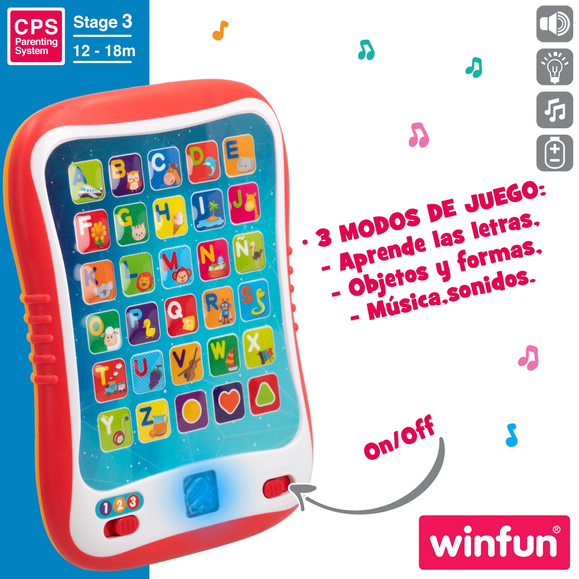 Tablet educativo Winfun com luz e sons em espanhol