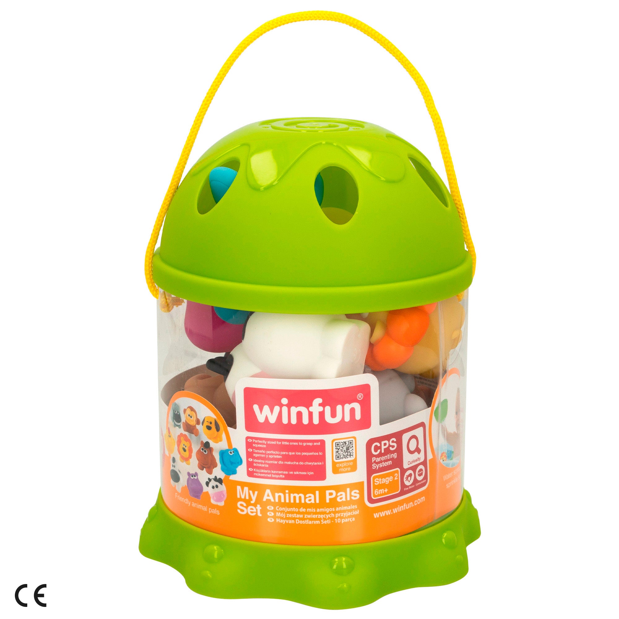 Conjunto Winfun com 10 animais terrestres de borracha para o banho.