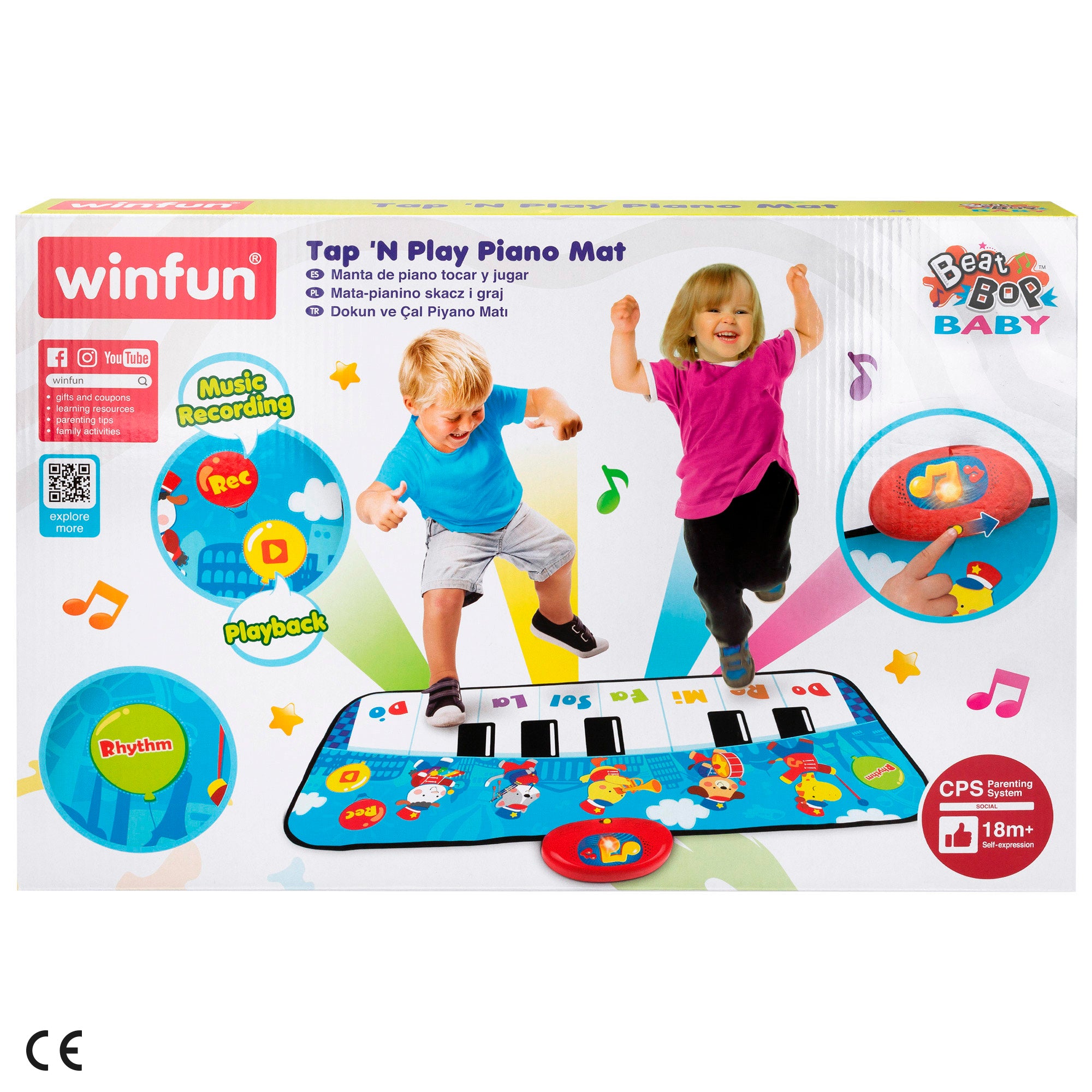 Tapete de piano Winfun azul com luz, som e gravador.
