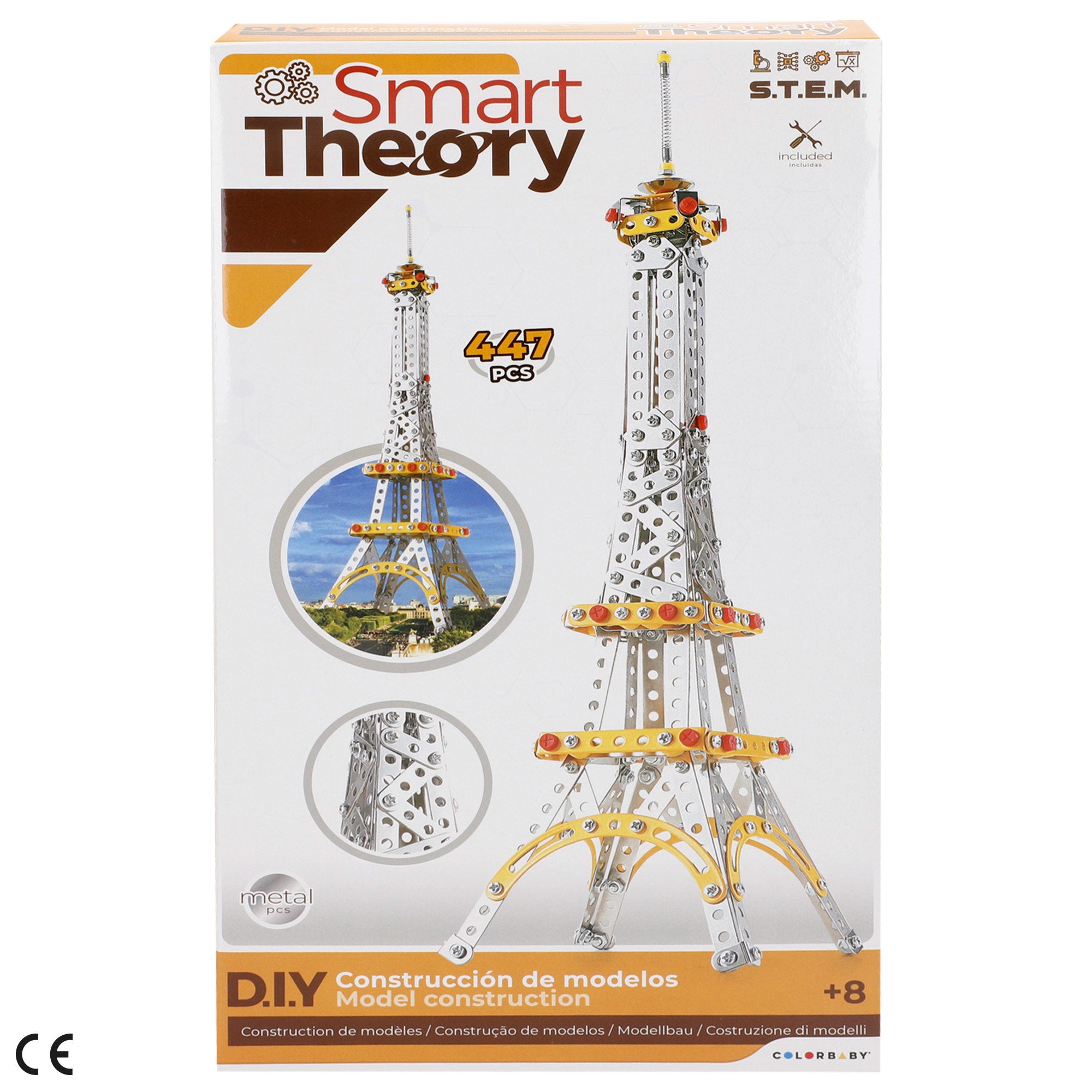 Conjunto de construção Torre Eiffel em metal, 447 peças, Smart Theory